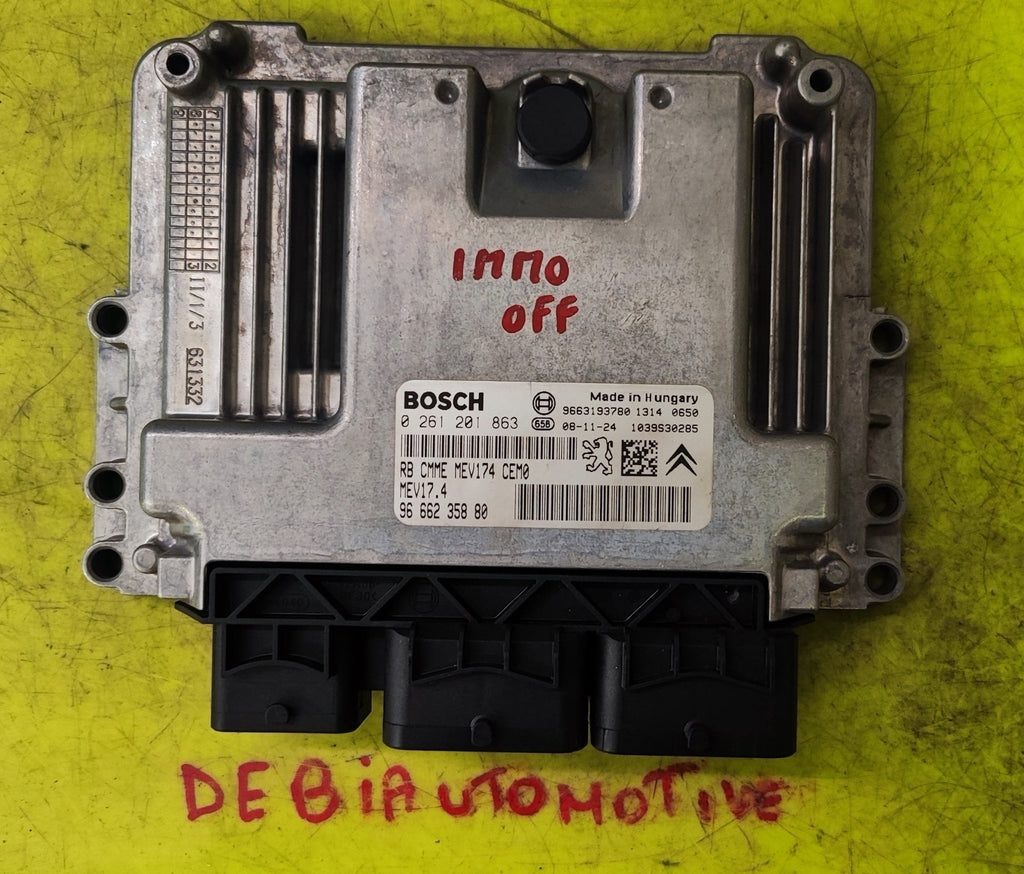 0261201863 MEV17.4 ECU IMMO OFF Peugeot 207 308 - Debiautomotive