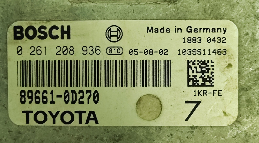 0261208936 89661 - 0D270 Centralina motore Toyota Yaris 1.0B - Debiautomotive