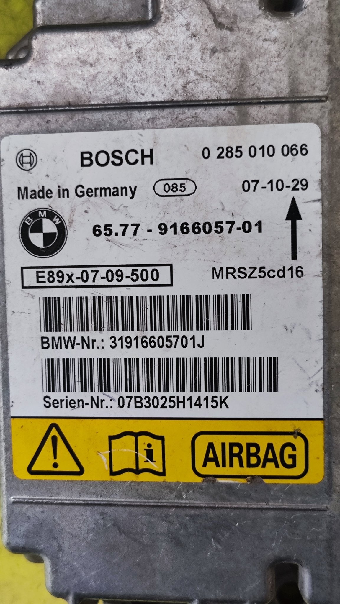 0285010066 Centralina sensore airbag BMW Serie1 E87 Serie 3 E90 - Debiautomotive
