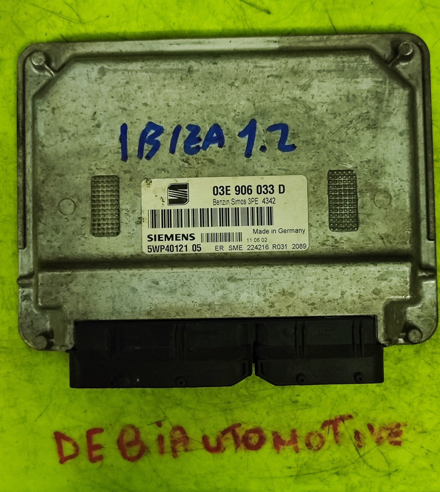 03E906033D 5WP40121 Simos3PE Centralina motore Seat Ibiza 1.2B - Debiautomotive
