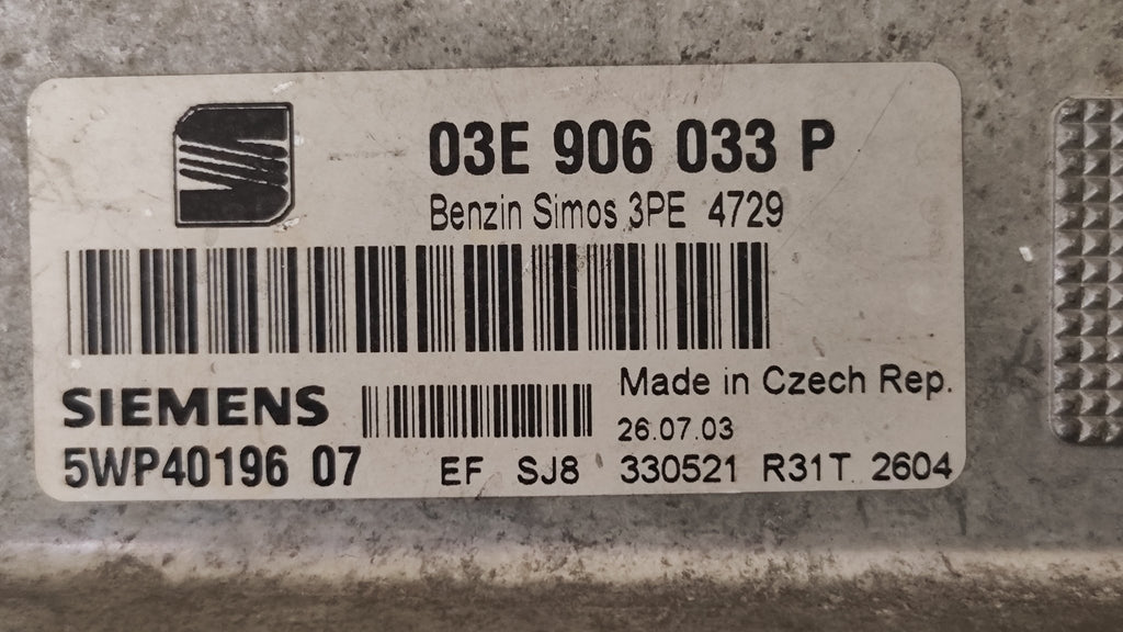 03E906033P 5WP40197 Centralina motore SIMOS 3PE Seat Ibiza 1.2B - Debiautomotive