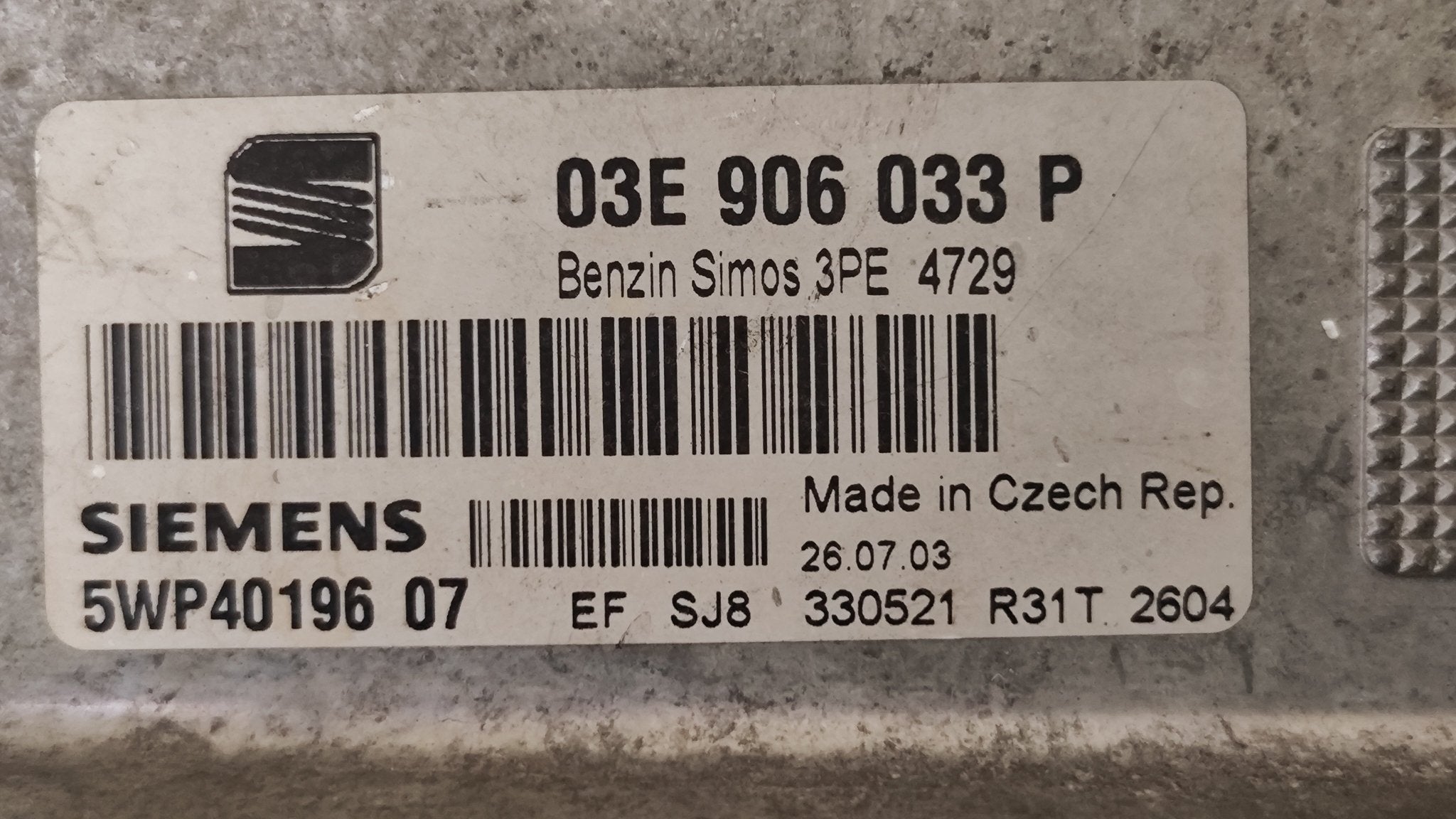 03E906033P 5WP40197 Centralina motore SIMOS 3PE Seat Ibiza 1.2B - Debiautomotive