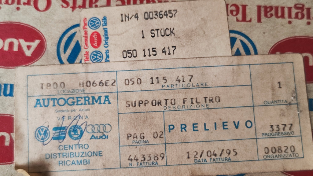 050115417 Supporto filtro olio Originale Audi A4 A6 - Debiautomotive