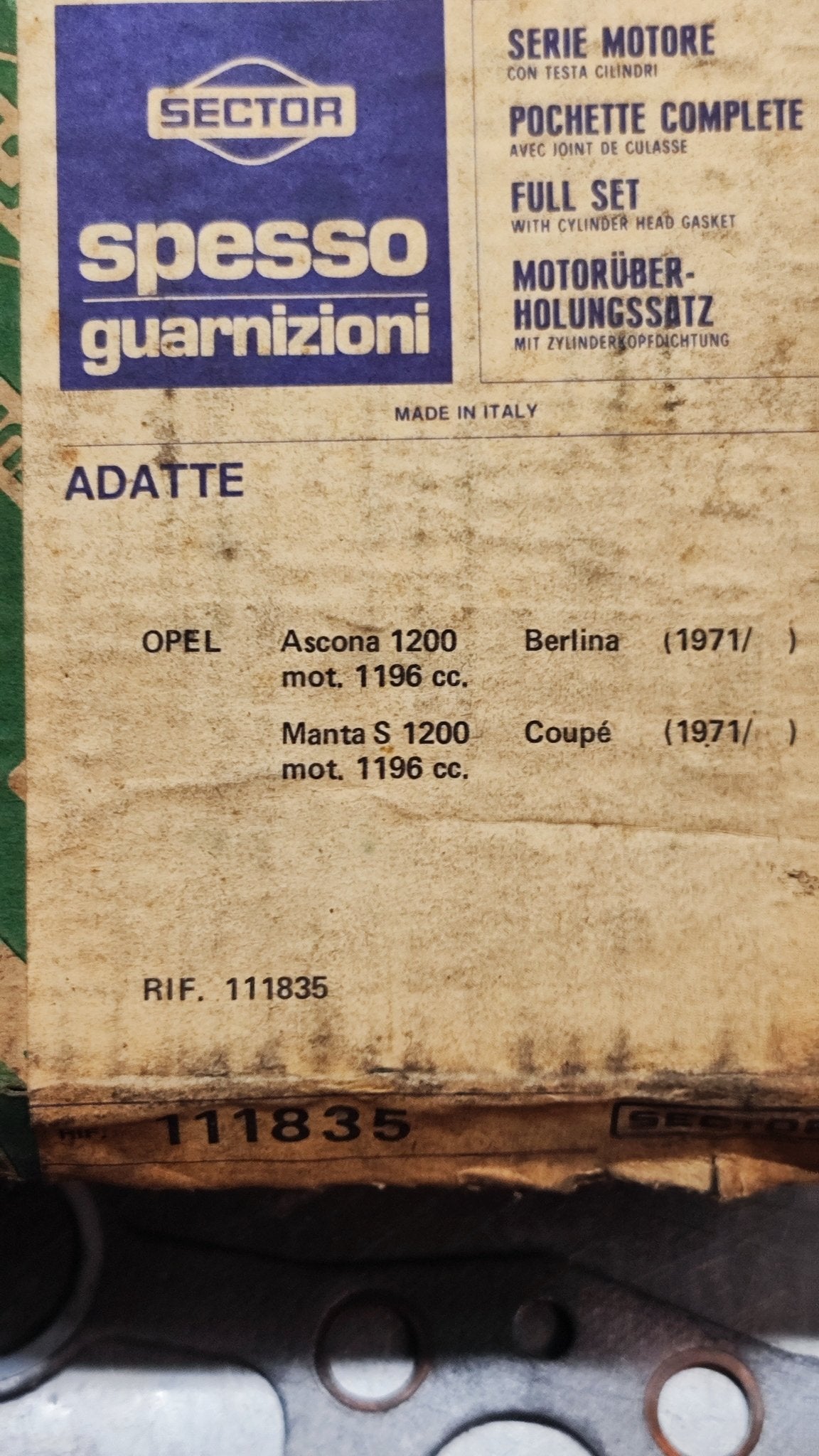 111835 Guarnizioni serie motore Opel Ascona 1.2 Manta 1.2 1971 - Debiautomotive
