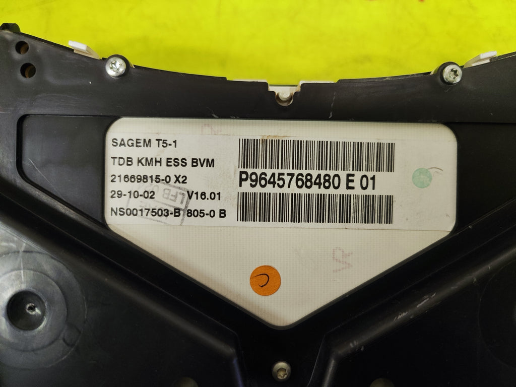 Quadro Strumenti Peugeot 307 1.6B P9645768480 E 01 