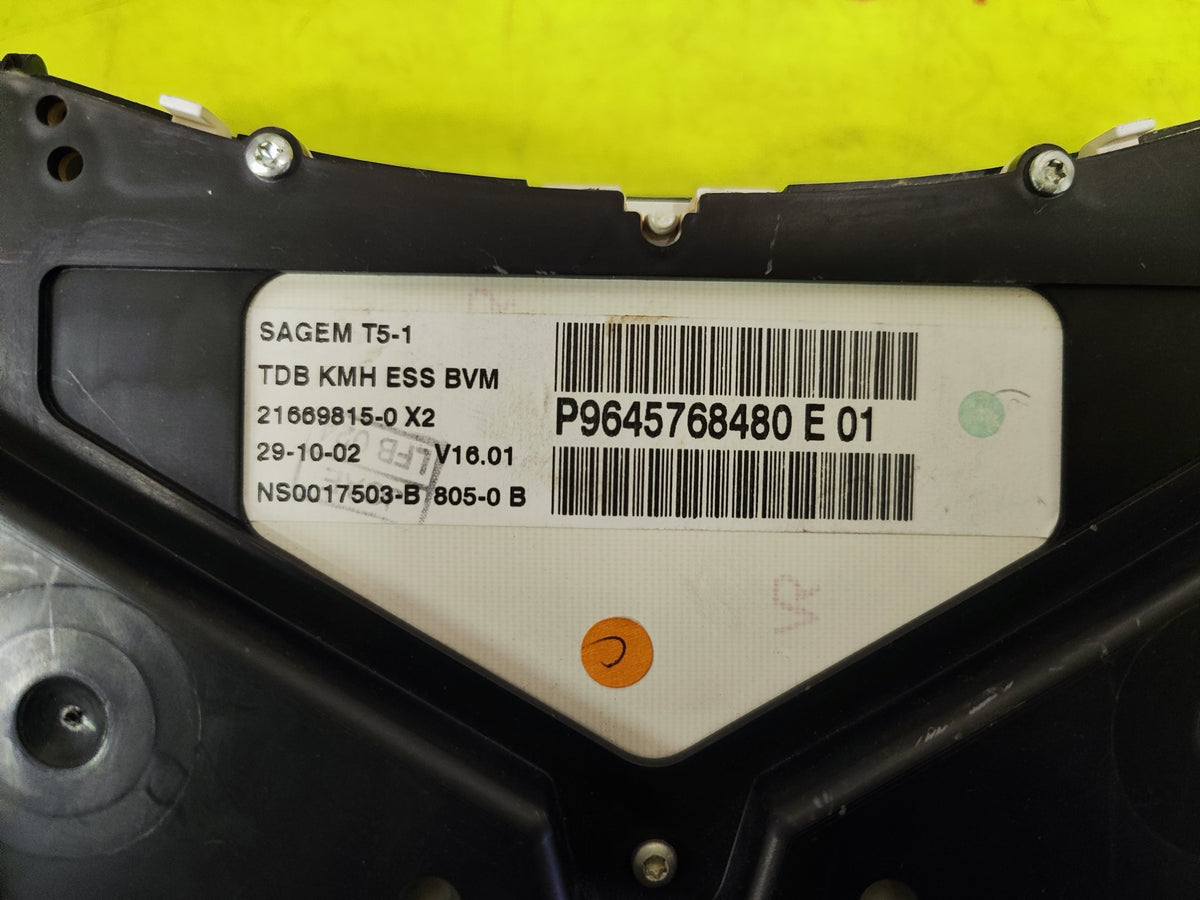 Quadro Strumenti Peugeot 307 1.6B P9645768480 E 01 
