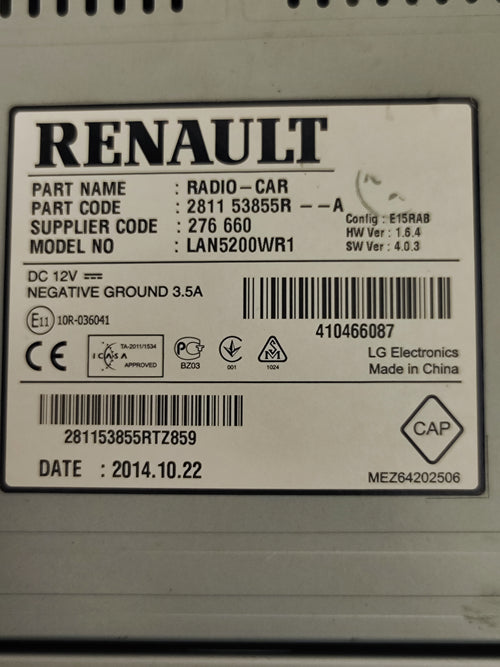 Autoradio navigatore Renault Dacia Sandero 1.2 Benzina/GPL LAN5200WR1