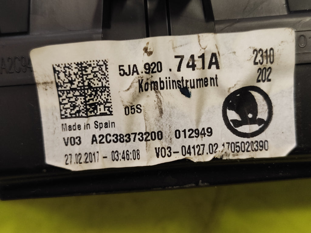 Quadro Strumenti Skoda Rapid 1.6 TDI 5JA920741A