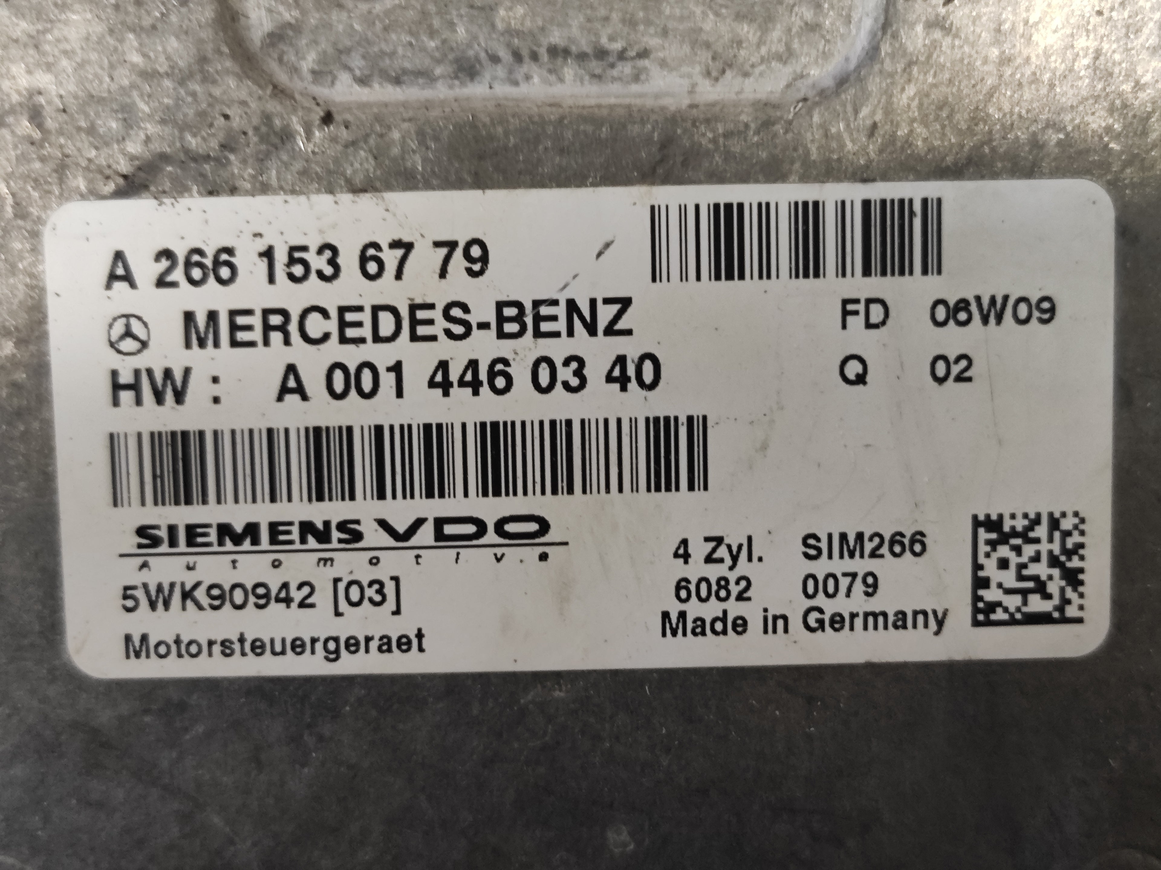 Centralina motore Mercedes-Benz Classe A W169 A2661536779 HW A0014460304 5WK90942
