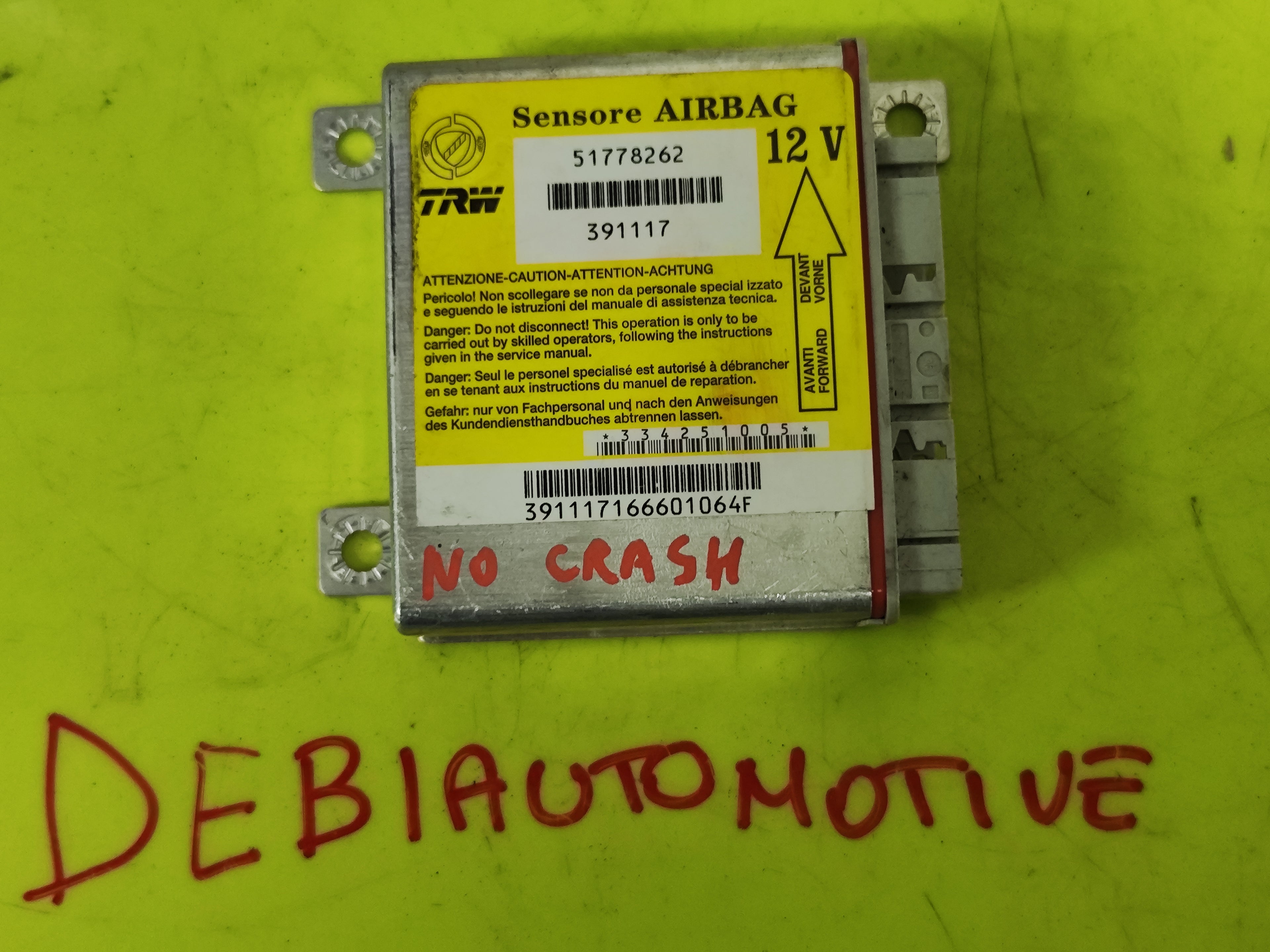 Centralina Airbag NO CRASH Fiat Panda 169 51778262 391117