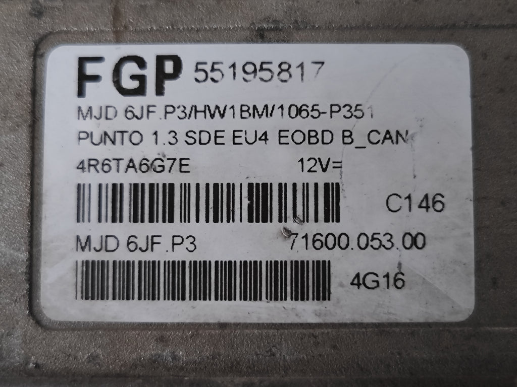 Centralina Motore Fiat Punto 1.3 MJT 55195817 MJD 6JF P3 HW1BM 