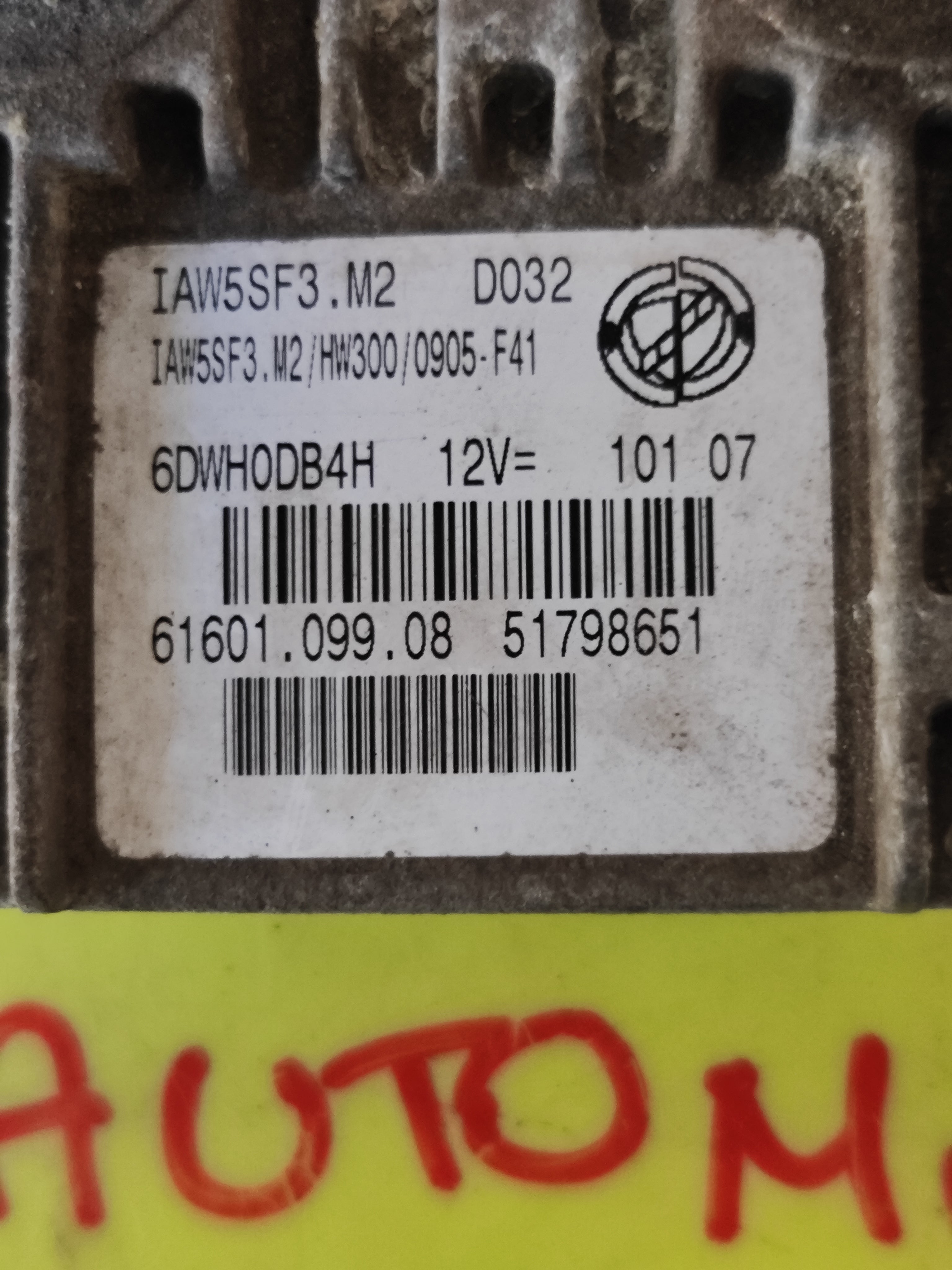 Centralina motore Fiat Grande Punto 1° serie 1.4 B 51798651 IAW5SF3.M2 HW300