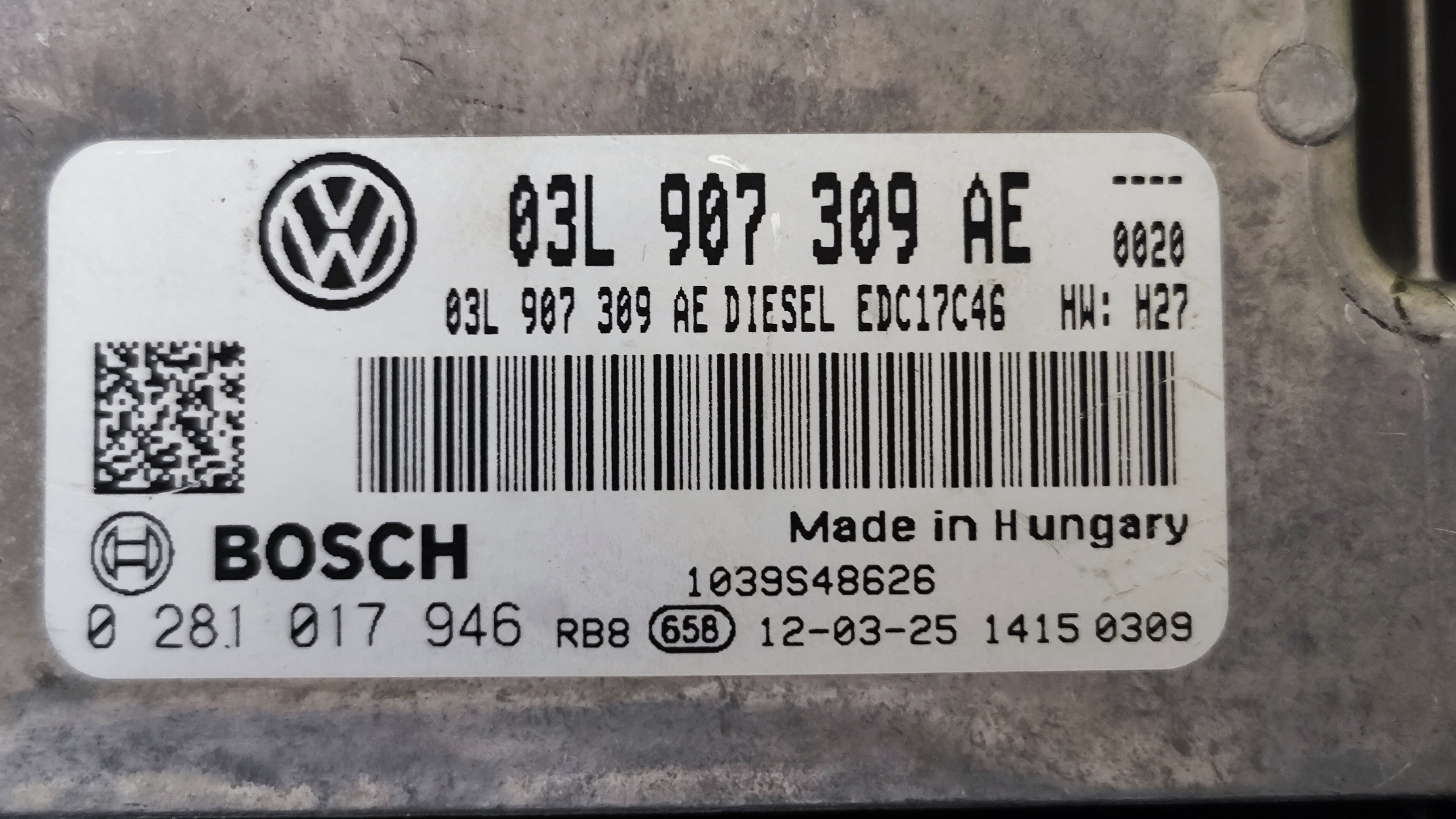  Centralina motore Volkswagen Tiguan Passat 2.0 TDI 0281017946 03L907309AE