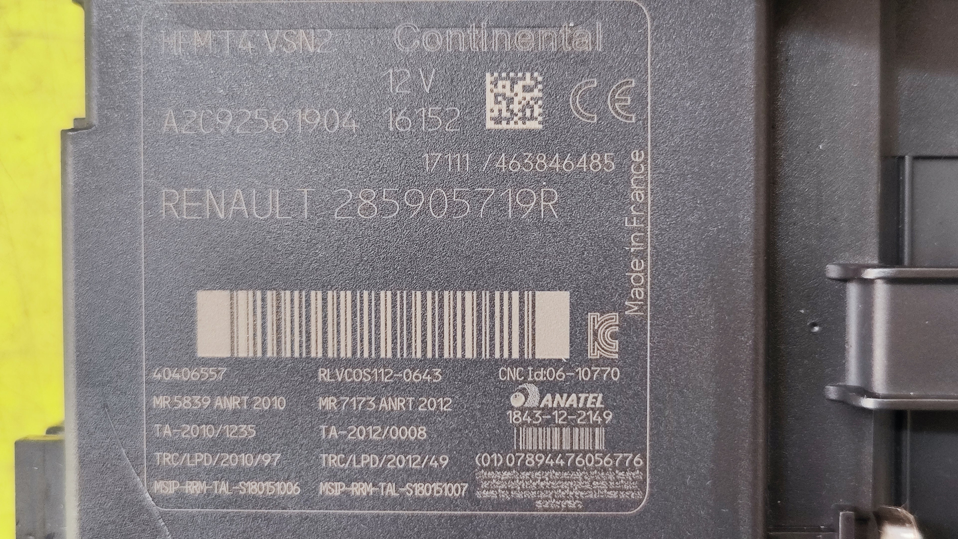 Centralina lettore card Renault Clio Captur 285905719R A2C92561904
