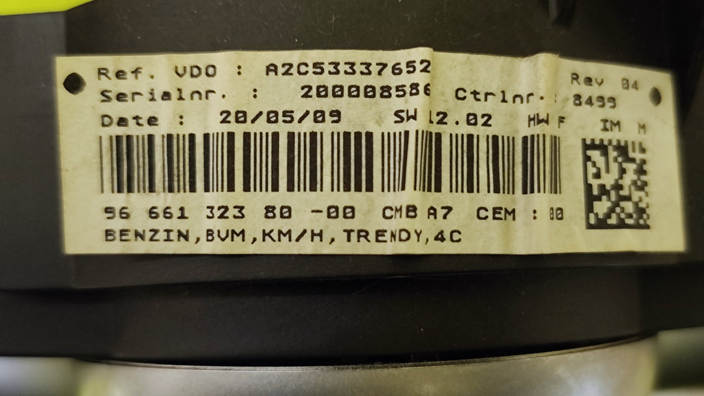 Quadro strumenti contachilometri Peugeot 207 1.4B 9666132380 A2C533337652