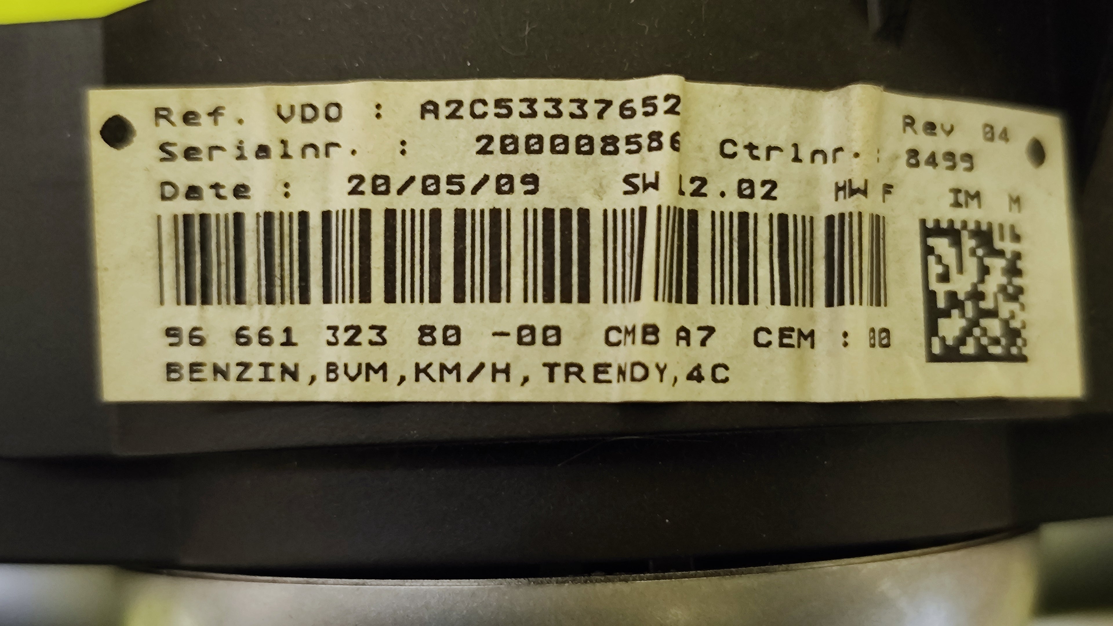Quadro strumenti contachilometri Peugeot 207 1.4B 9666132380 A2C533337652