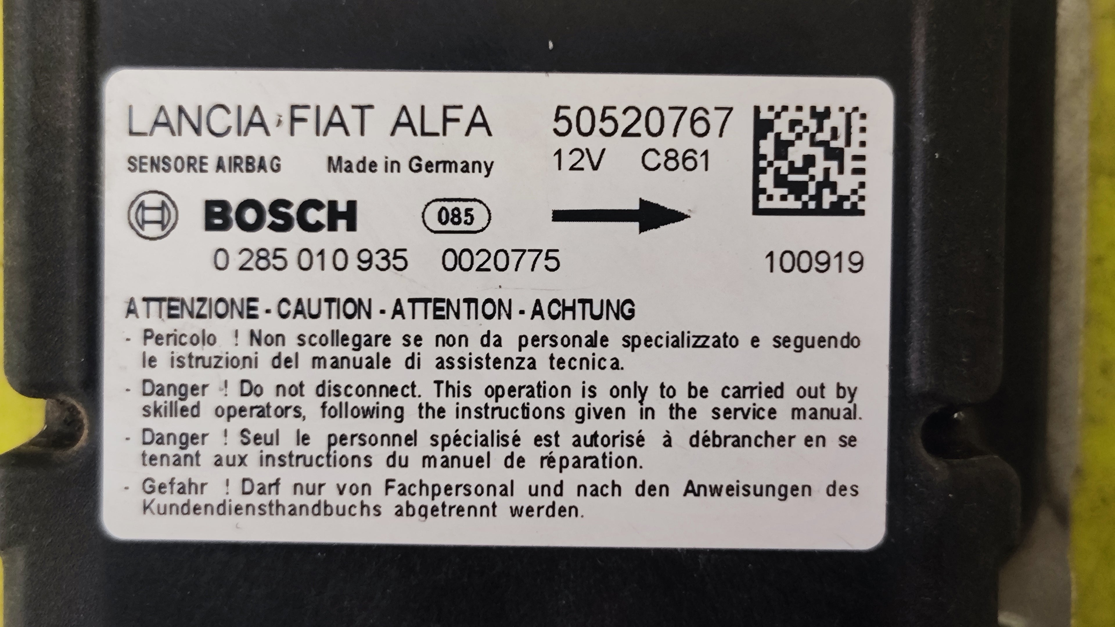Centralina airbag NO CRASH Alfa Romeo Giulietta 940 0265010935 50520767