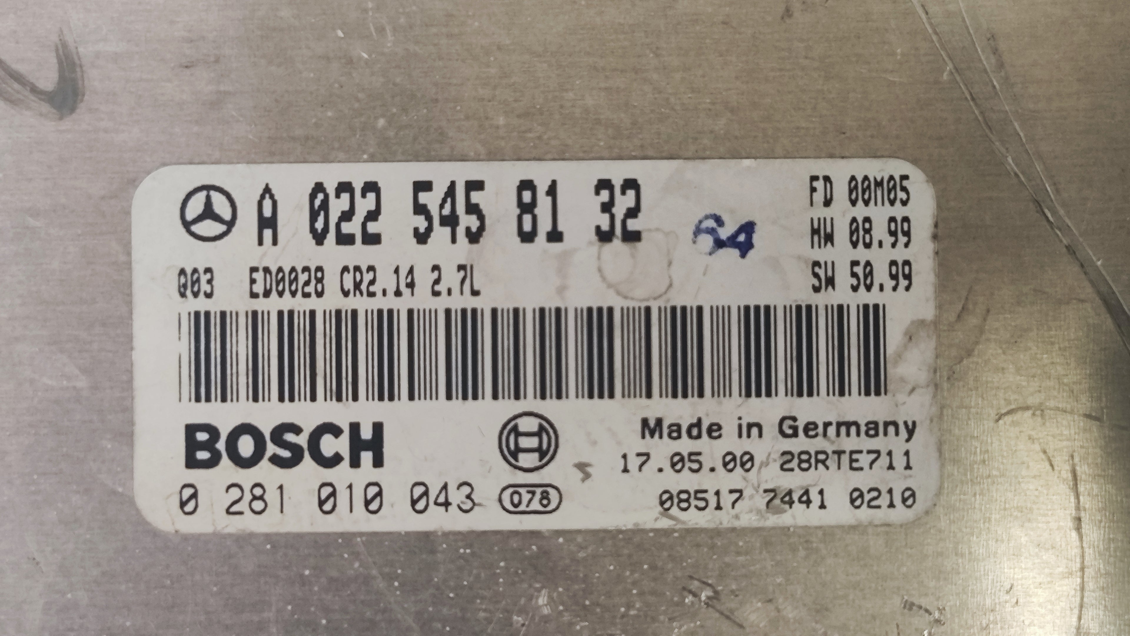 Centralina Motore Mercedes-Benz Classe E W210 E270 2.7CDI 0281010043 A0225458132 