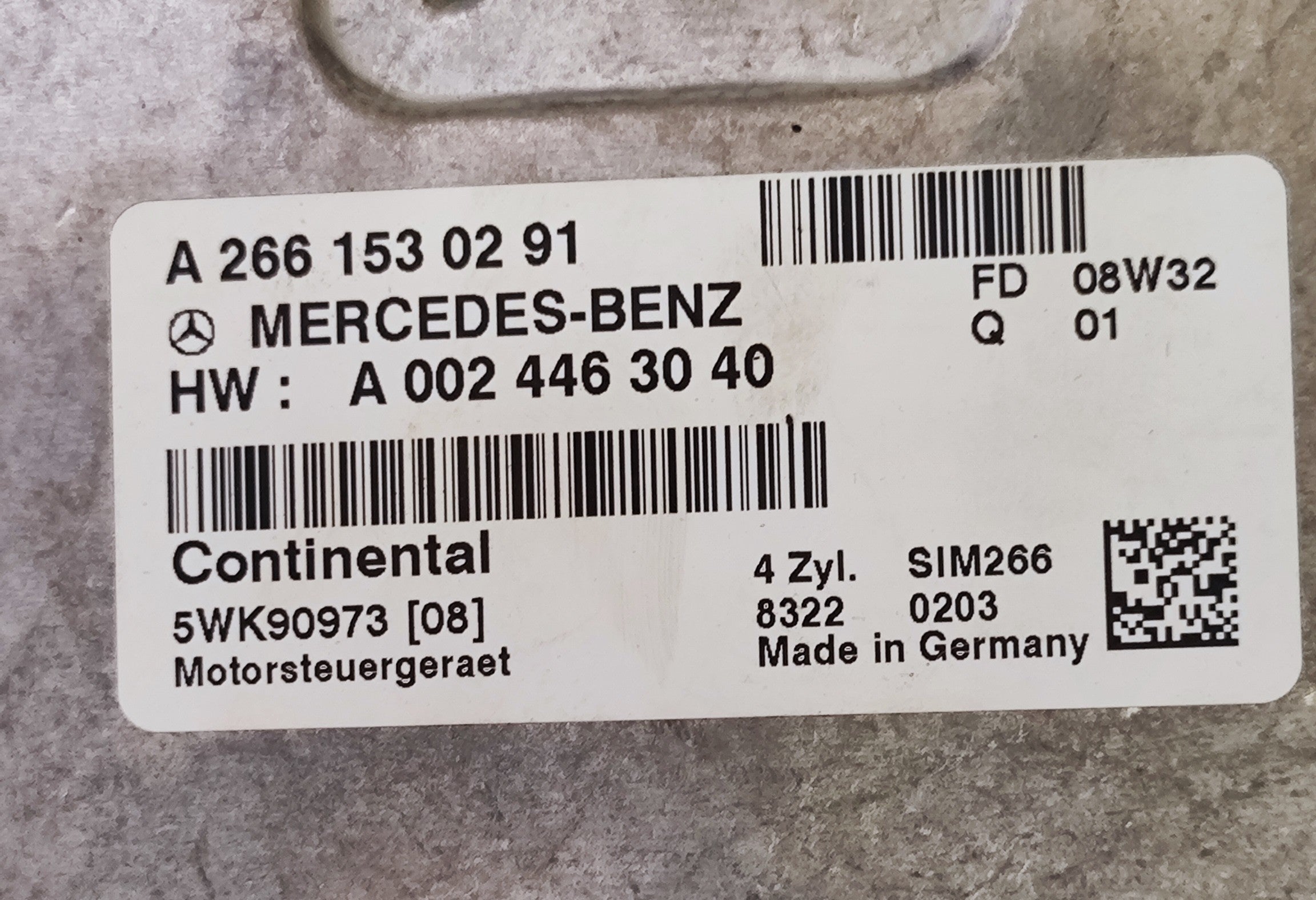 Centralina motore Mercedes-Benz Classe A W169 SIM266 A2661530291 A0024463040