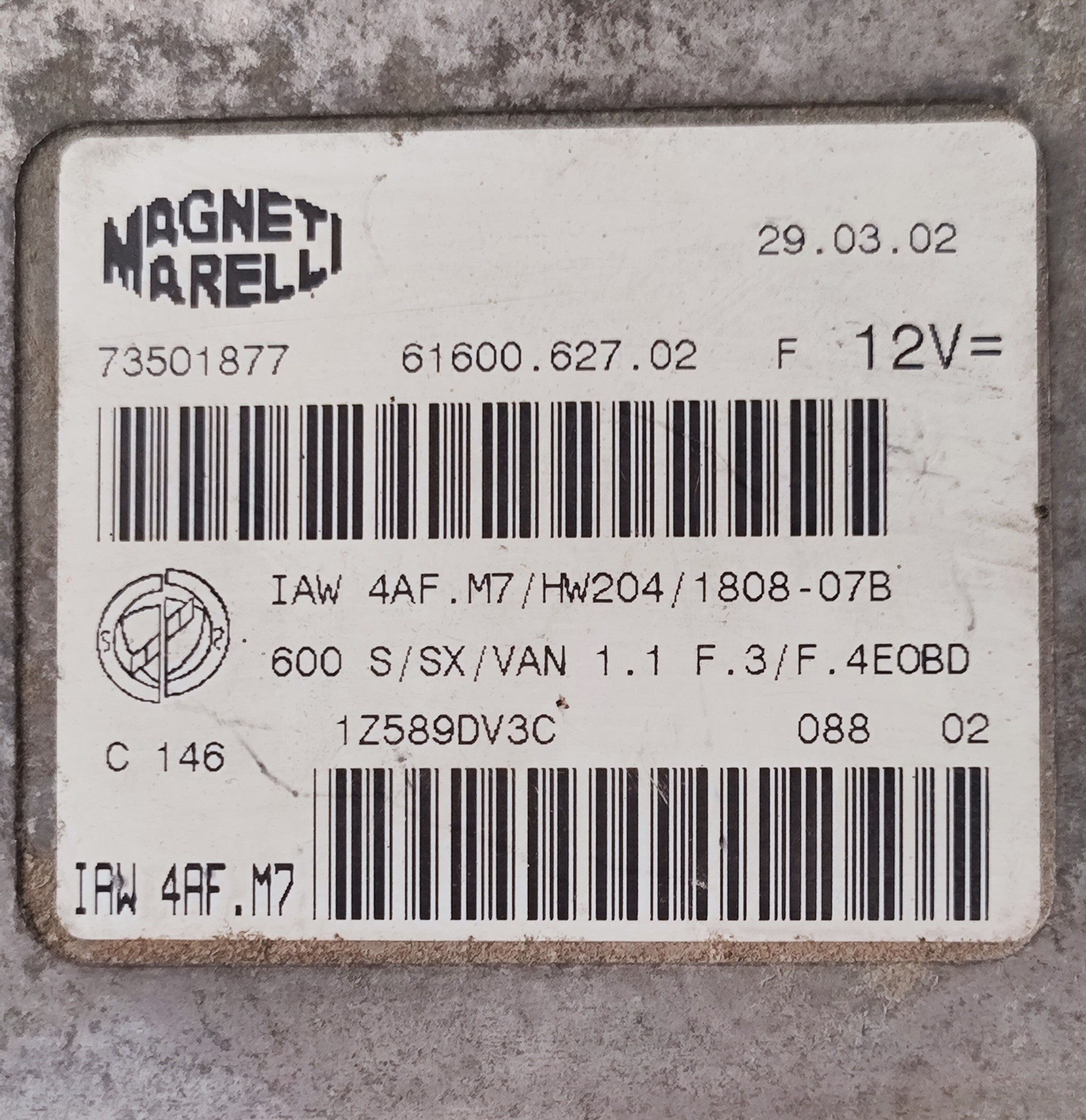 Centralina Motore Fiat 600 1.1 benzina 73501877 IAW4AF.M7 HW204