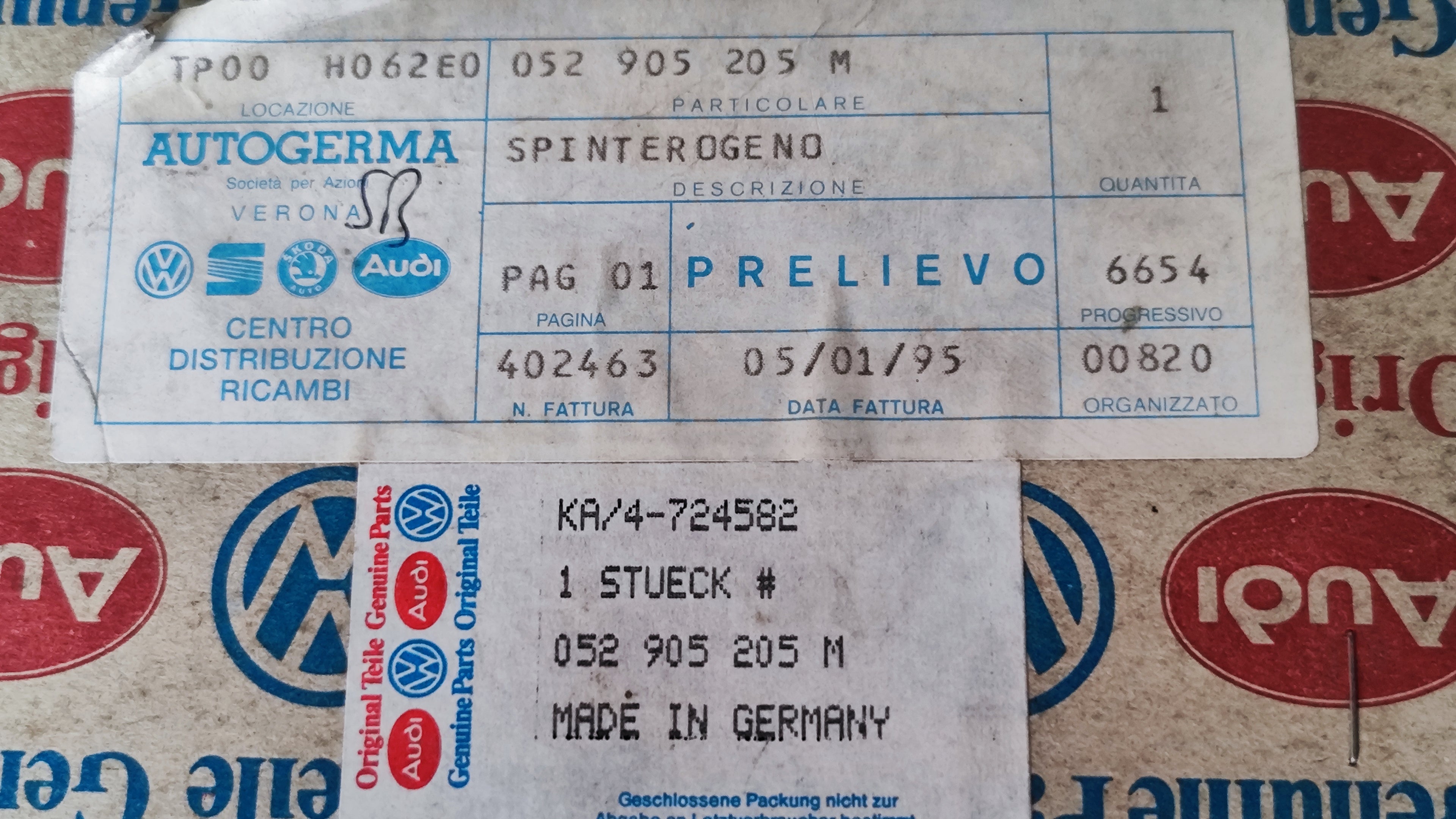 052905205m 0231191009 spinterogeno Volkswagen Bosch