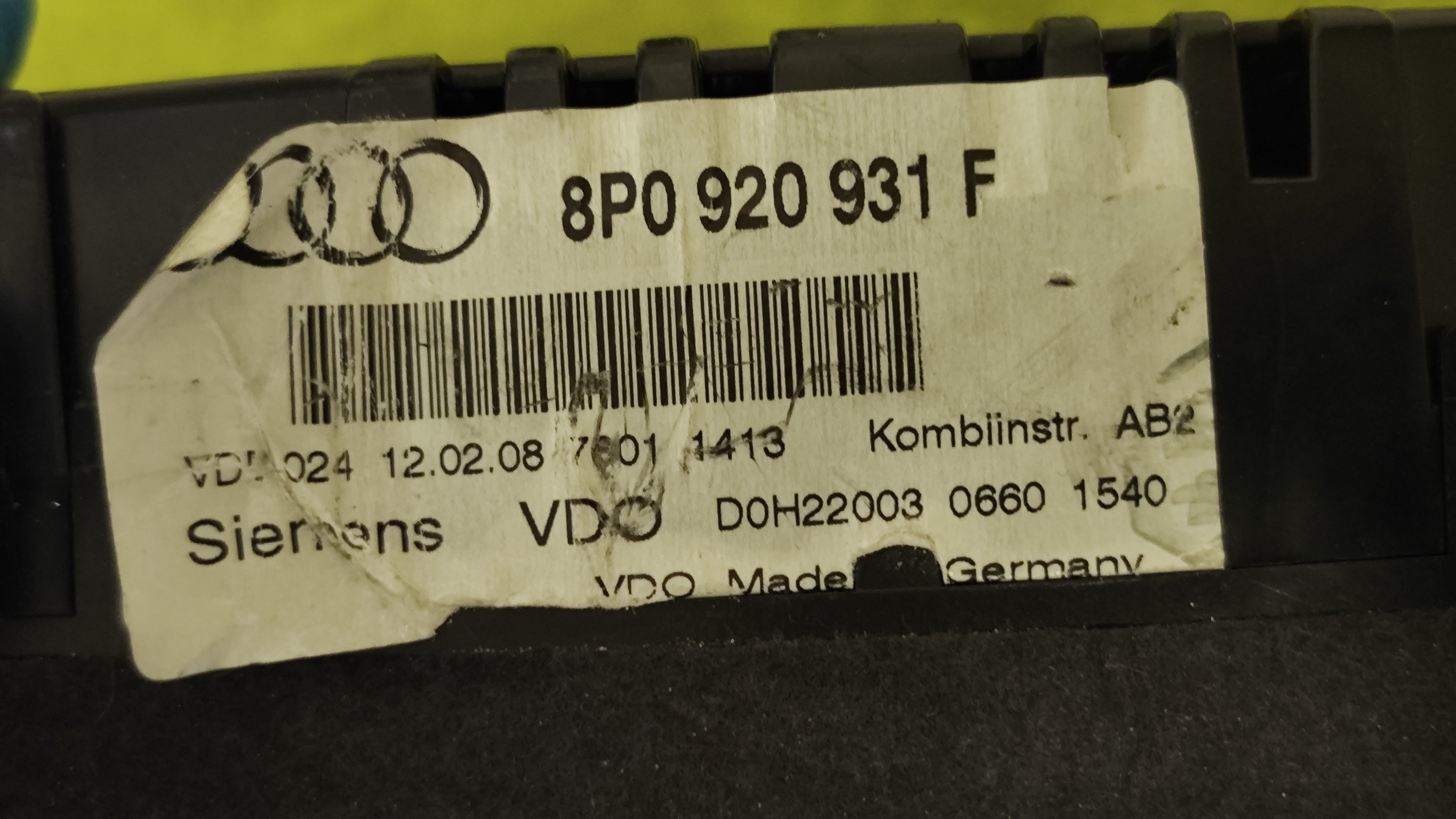 Quadro strumenti tachimetro Audi A3 Benzina 8P0920931F