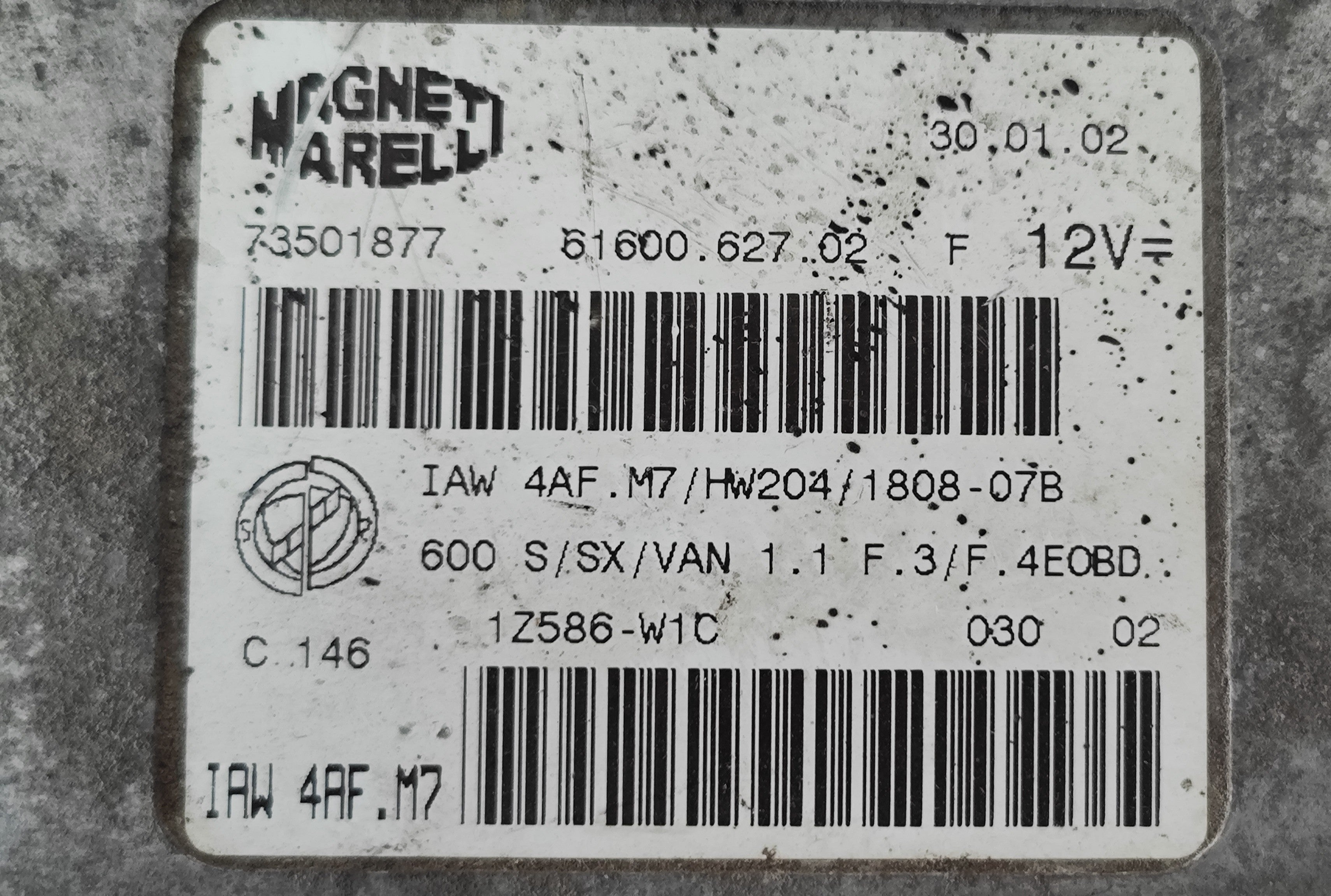Centralina motore Fiat 600 1.1B 73501877 IAW4AF.M7 HW204 