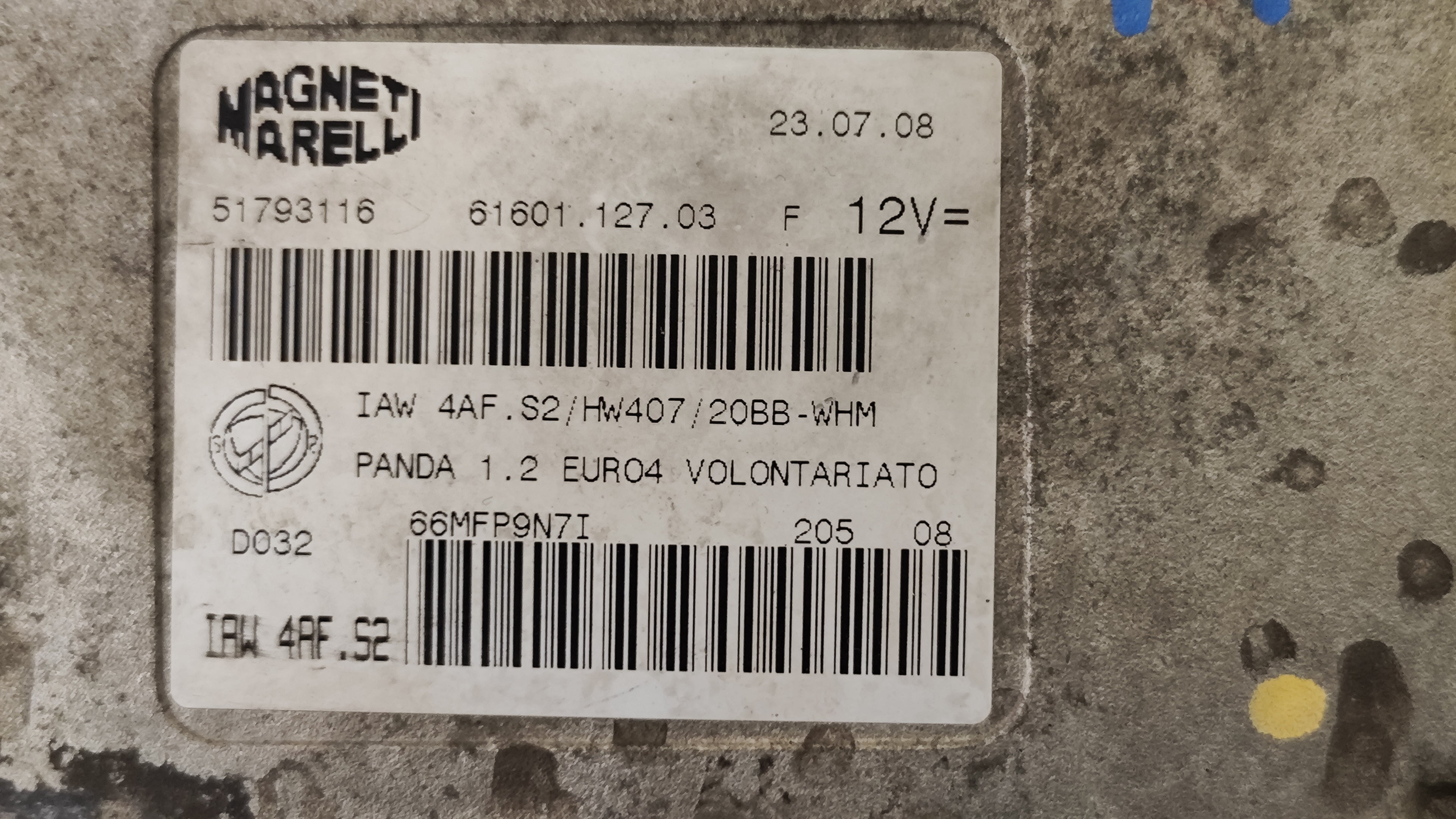 Centralina motore IMMO OFF Fiat Panda 169 51793116 IAW4AF.S2 HW407
