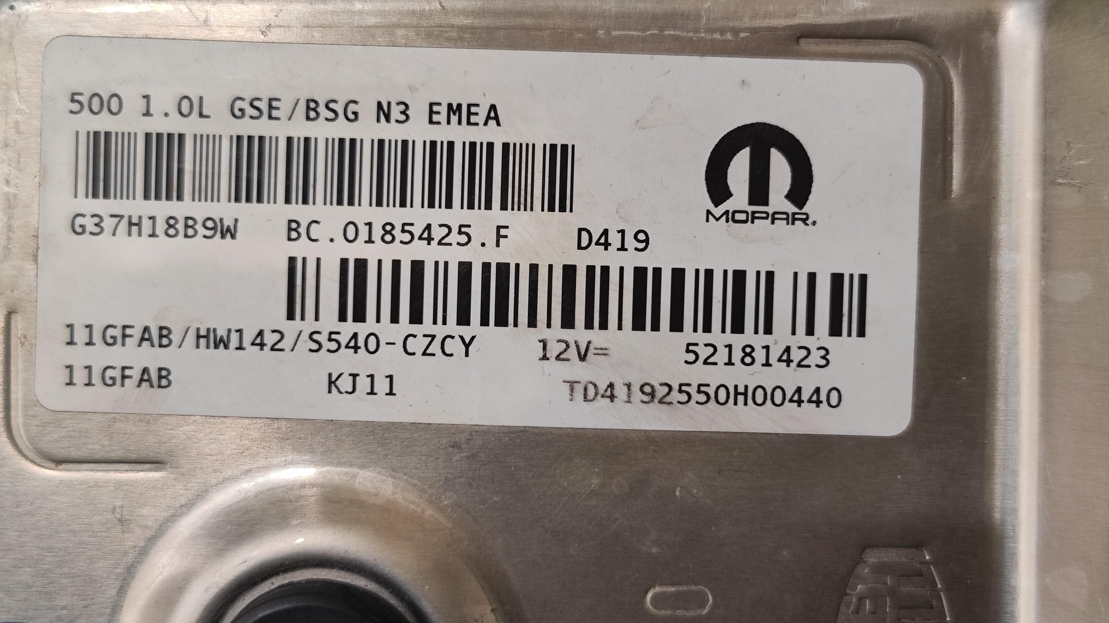 Centralina motore Fiat 500 52181423 11GFAB HW142