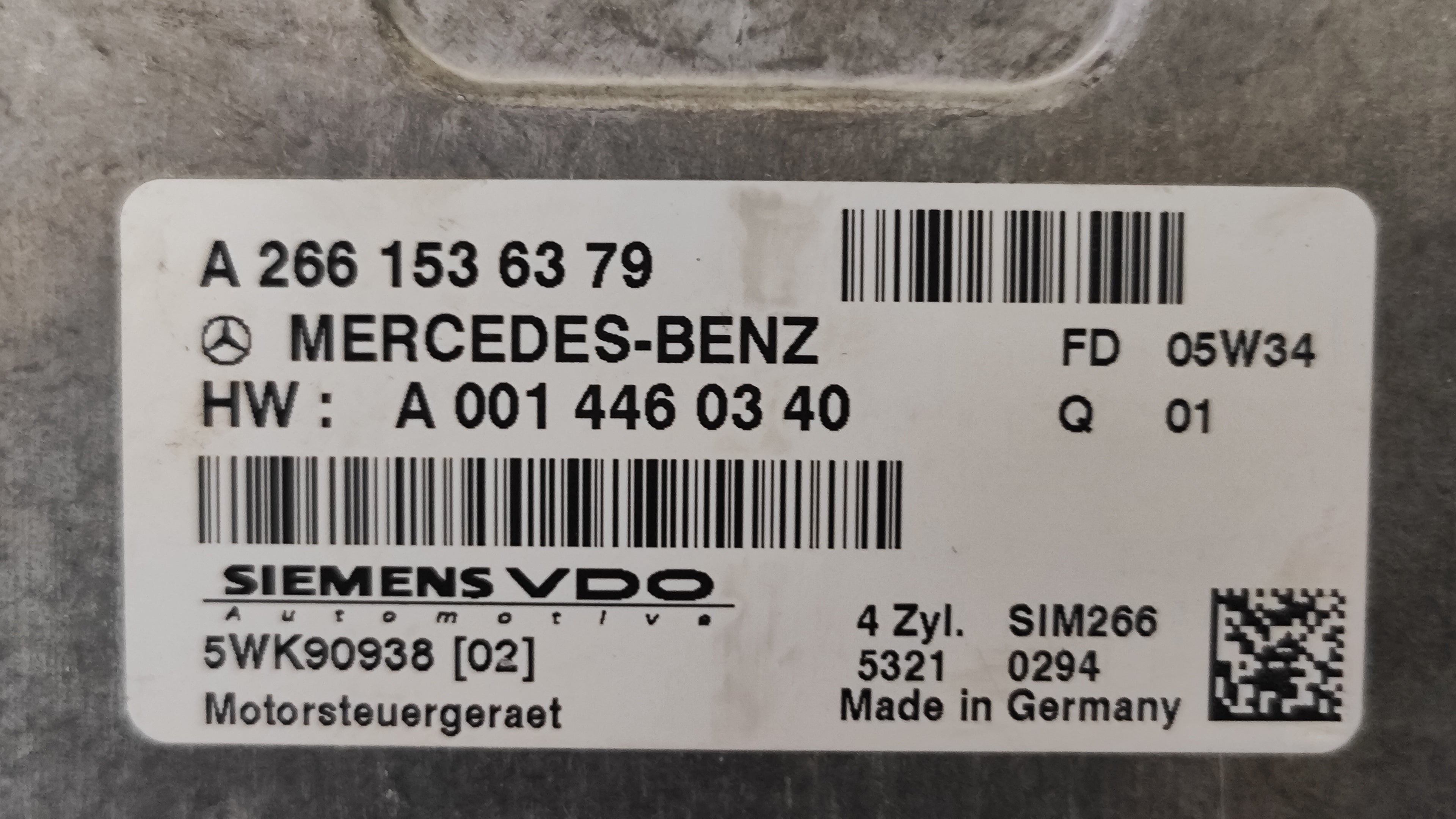 Centralina motore Mercedes-Benz Classe A/B W169/245 A2661536379 A0014460340 codice