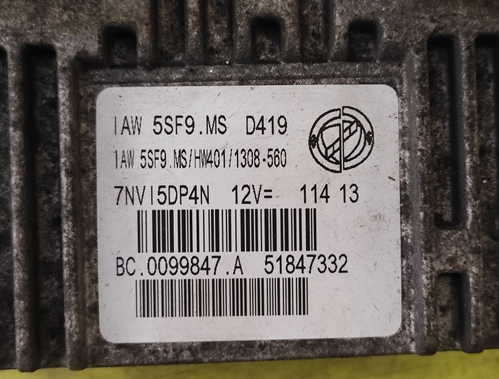 Centralina motore Fiat 500 1.2B 51847332 IAW5SF9.M2 HW401.
