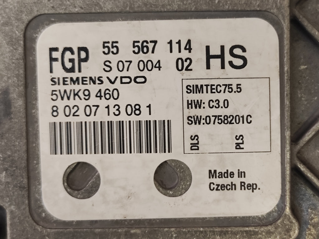Centralina motore Opel Astra H Zafira 1.6 55567114 55WK9460 codice