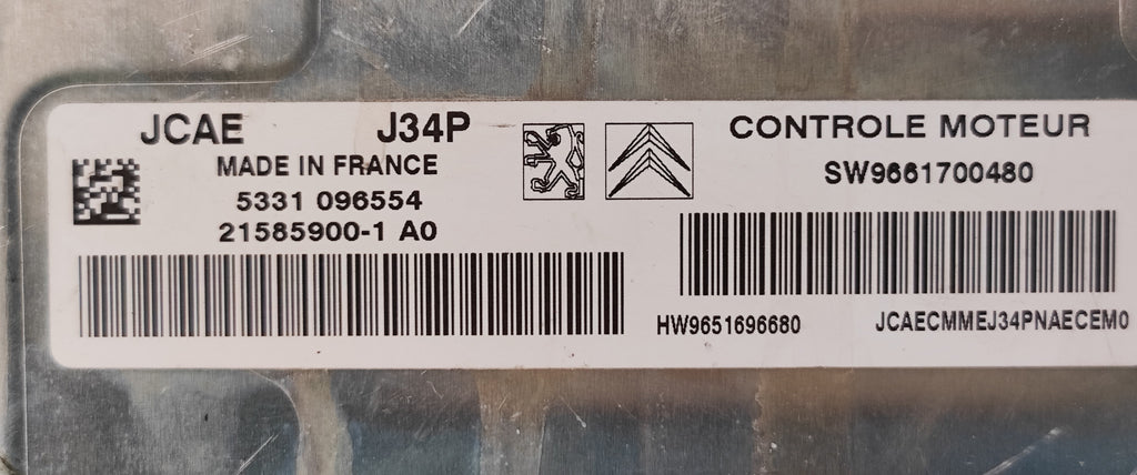 Ecu J34P Peugeot Citroen 5350124462 21585900-1 A0 SW9661700480 HW9651696680
