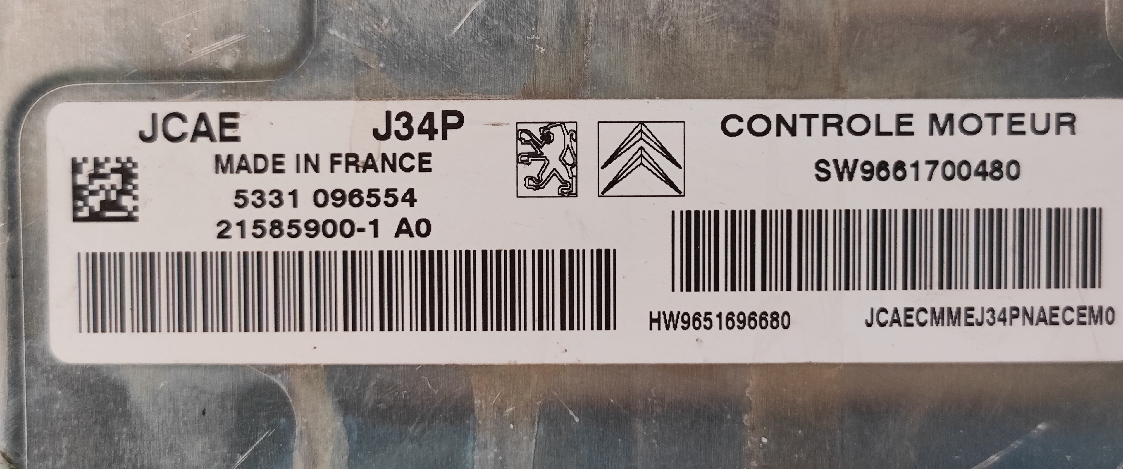 Ecu J34P Peugeot Citroen 5350124462 21585900-1 A0 SW9661700480 HW9651696680