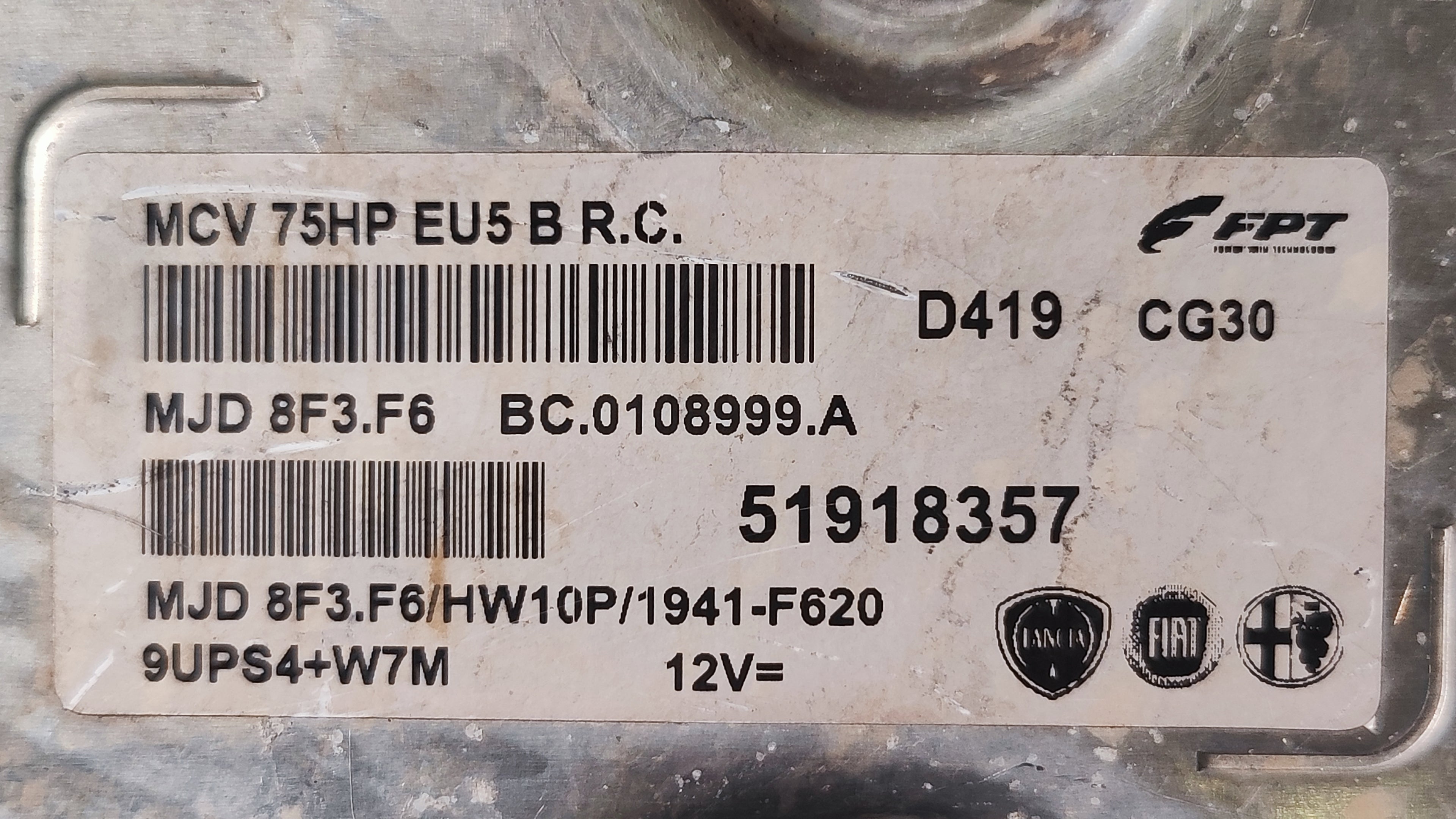 Centralina motore Fiat Fiorino 51918357 MJD8F3.F6 