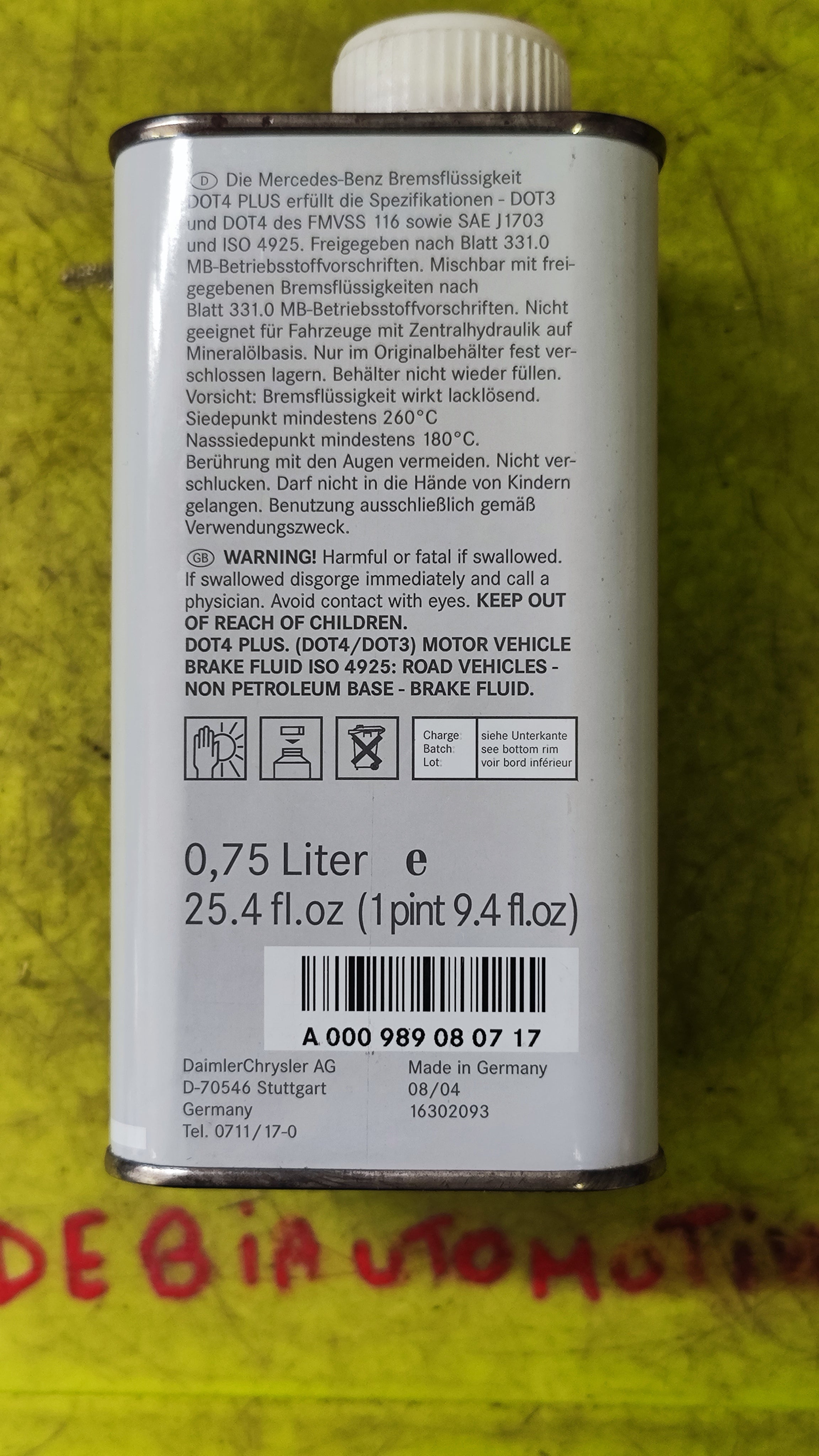 Liquido Freni Mercedes-Benz DOT4 PLUS A0009890807 17