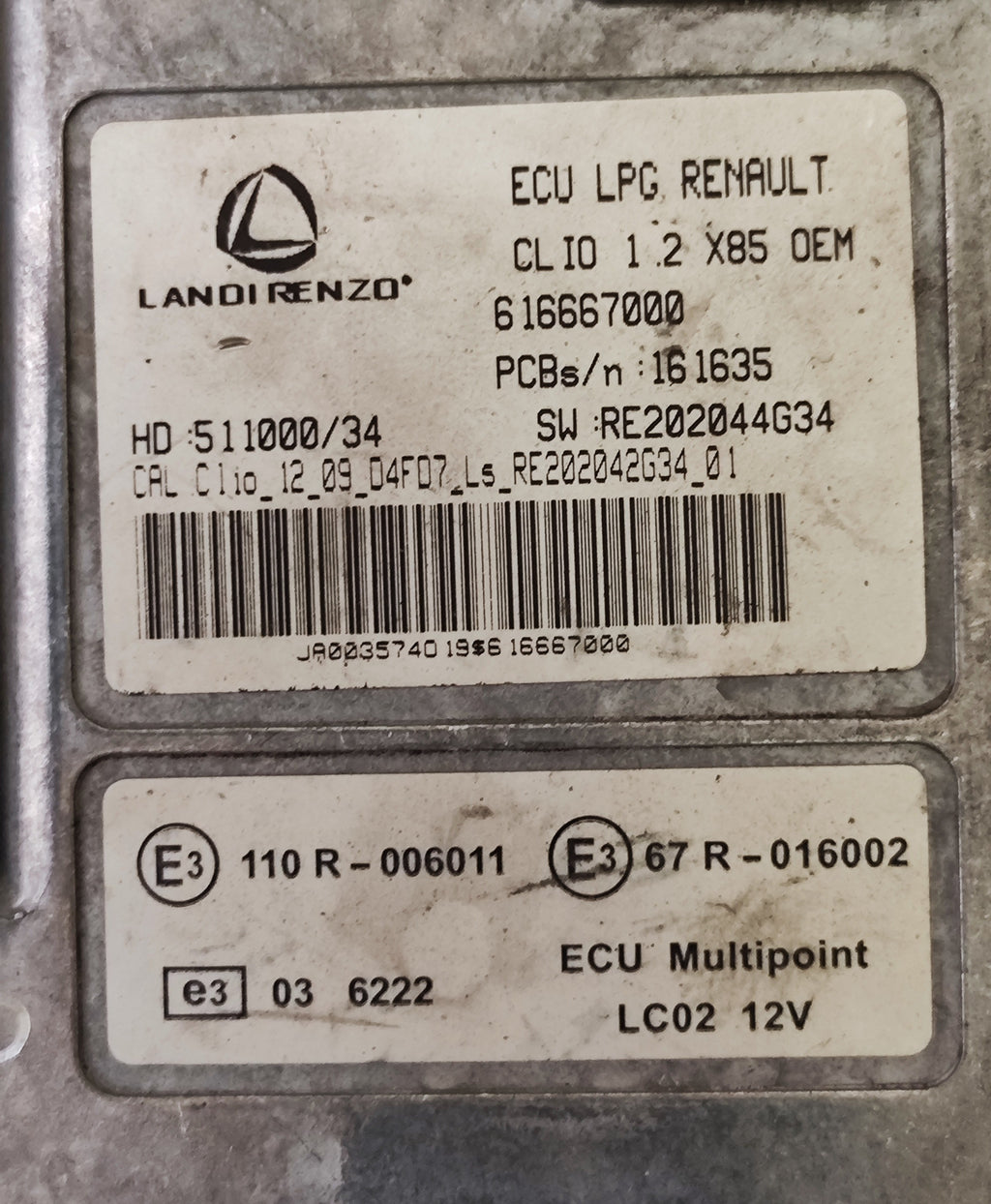 Centralina LPG Landi Renzo Renault Clio 1.2 X85 616667000