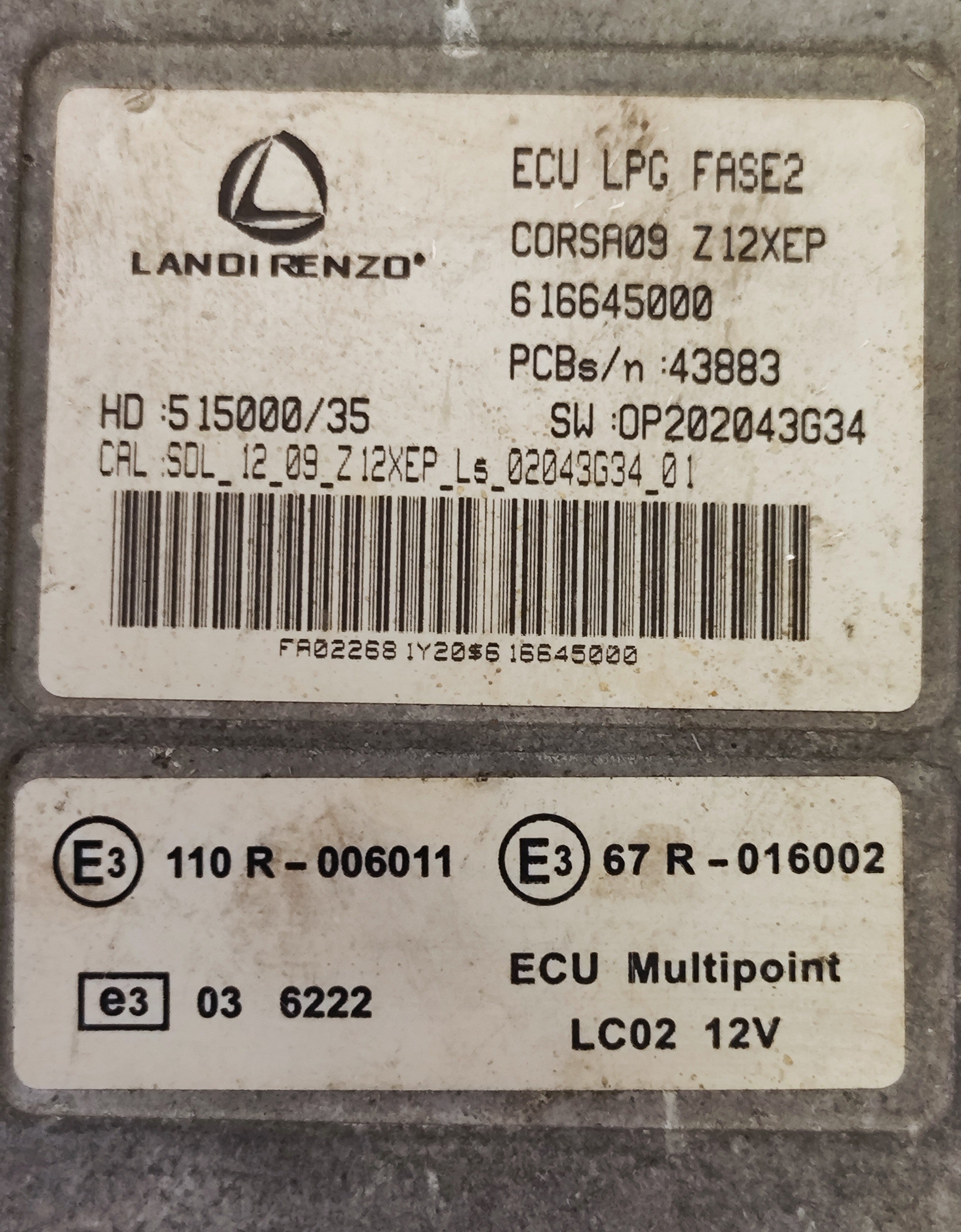 Centralina Landi Renzo LPG Opel Corsa 1.2 Z12XEP 616645000