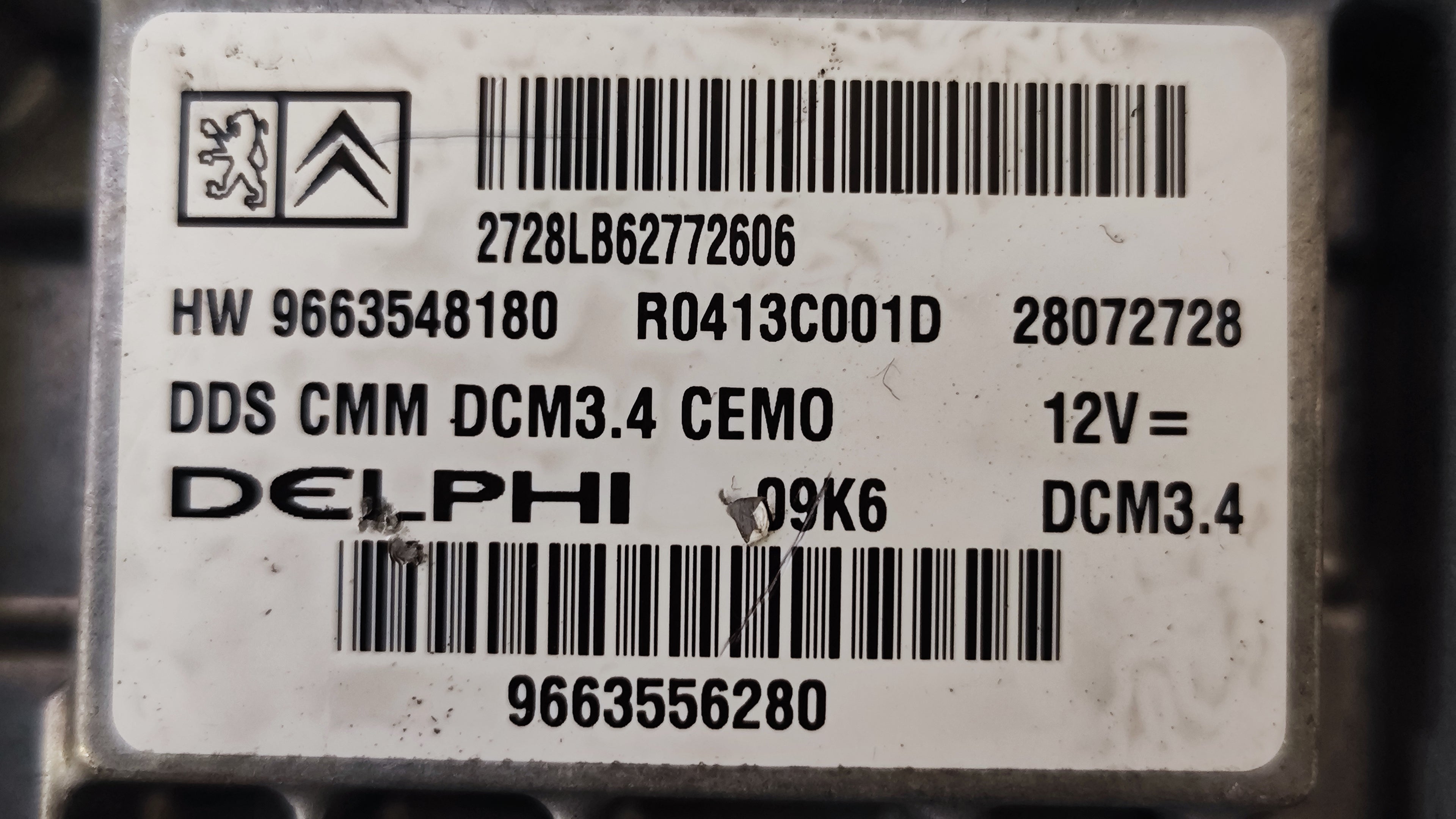 Centralina motore Peugeot 407  DCM 3.4 9663556280 HW9663548180