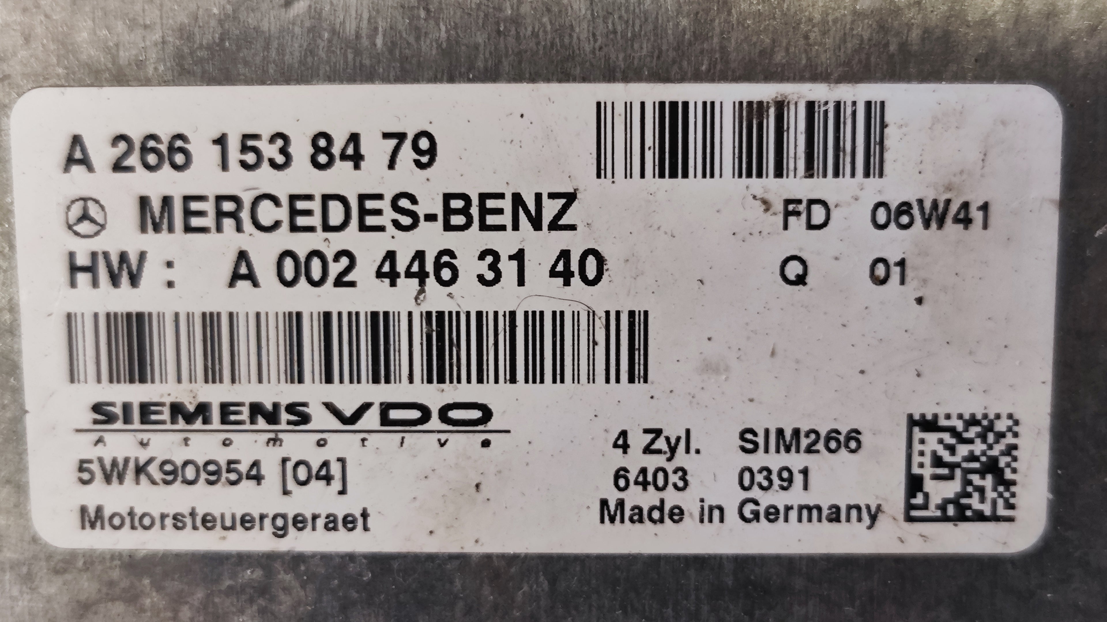 Centralina motore Mercedes-Benz Classe A W169 Benzina A2661538476 HW A0024463140 SIM266 5WK90954 