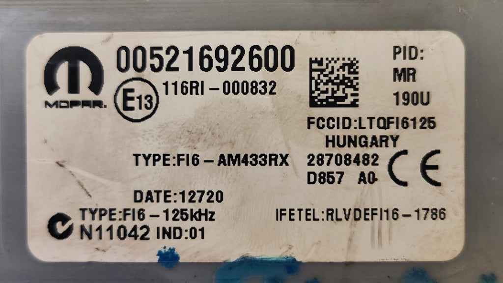 Body Computer Fiat Panda Hybrid 00521692600 521692600