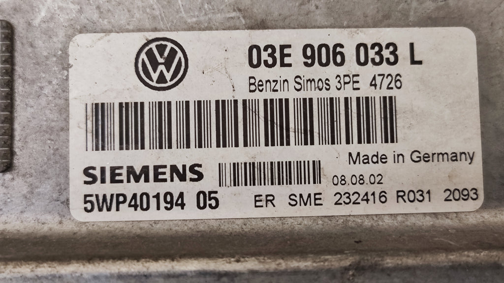 Kit accensione Volkswagen Polo 03E906033L 5WP40194 BENZ SIMOS 3PE  