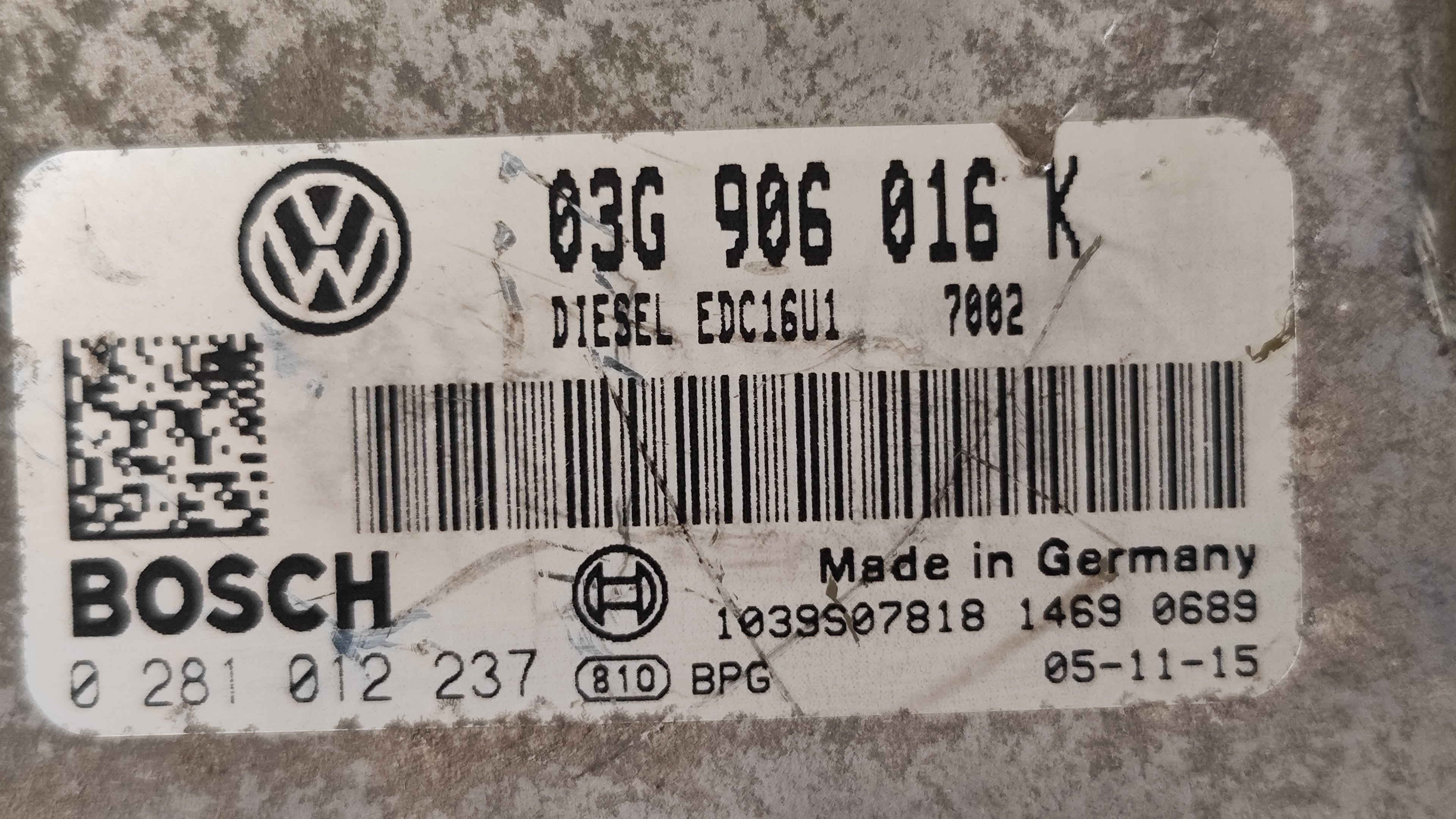 Centralina motore Skoda Octavia 1.9 TDI 0281012237 03G906016 K EDC16U1-5.41 