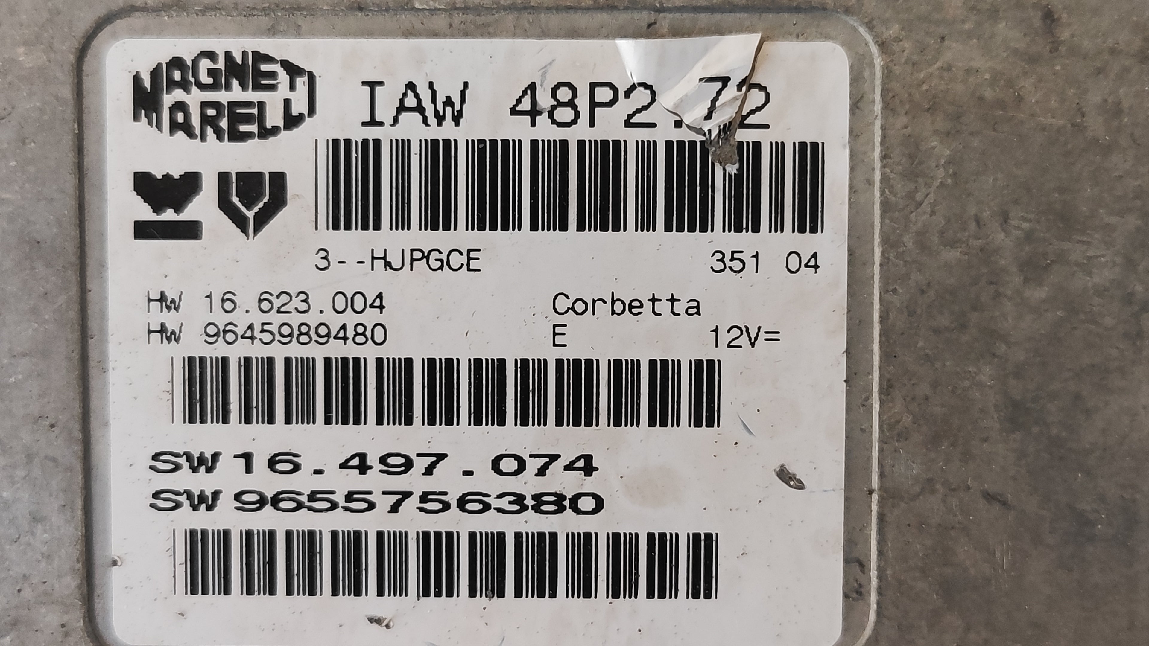 Centralina motore Citroen C3 C2 IAW48P2.72 9645989480 HW16623004  