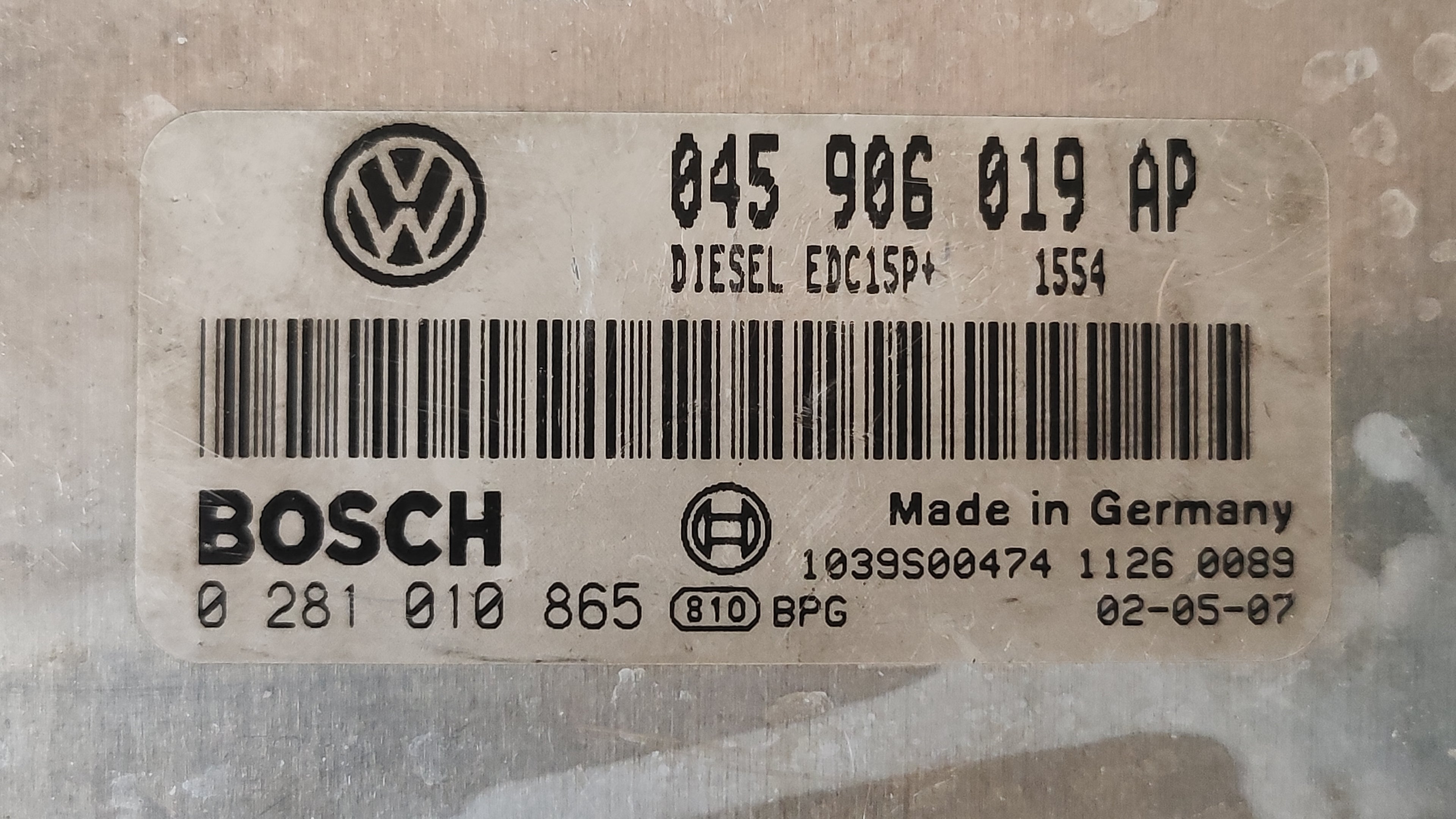 Centralina motore Volkswagen Polo 1.4TDI 0281010865 045906019AP 