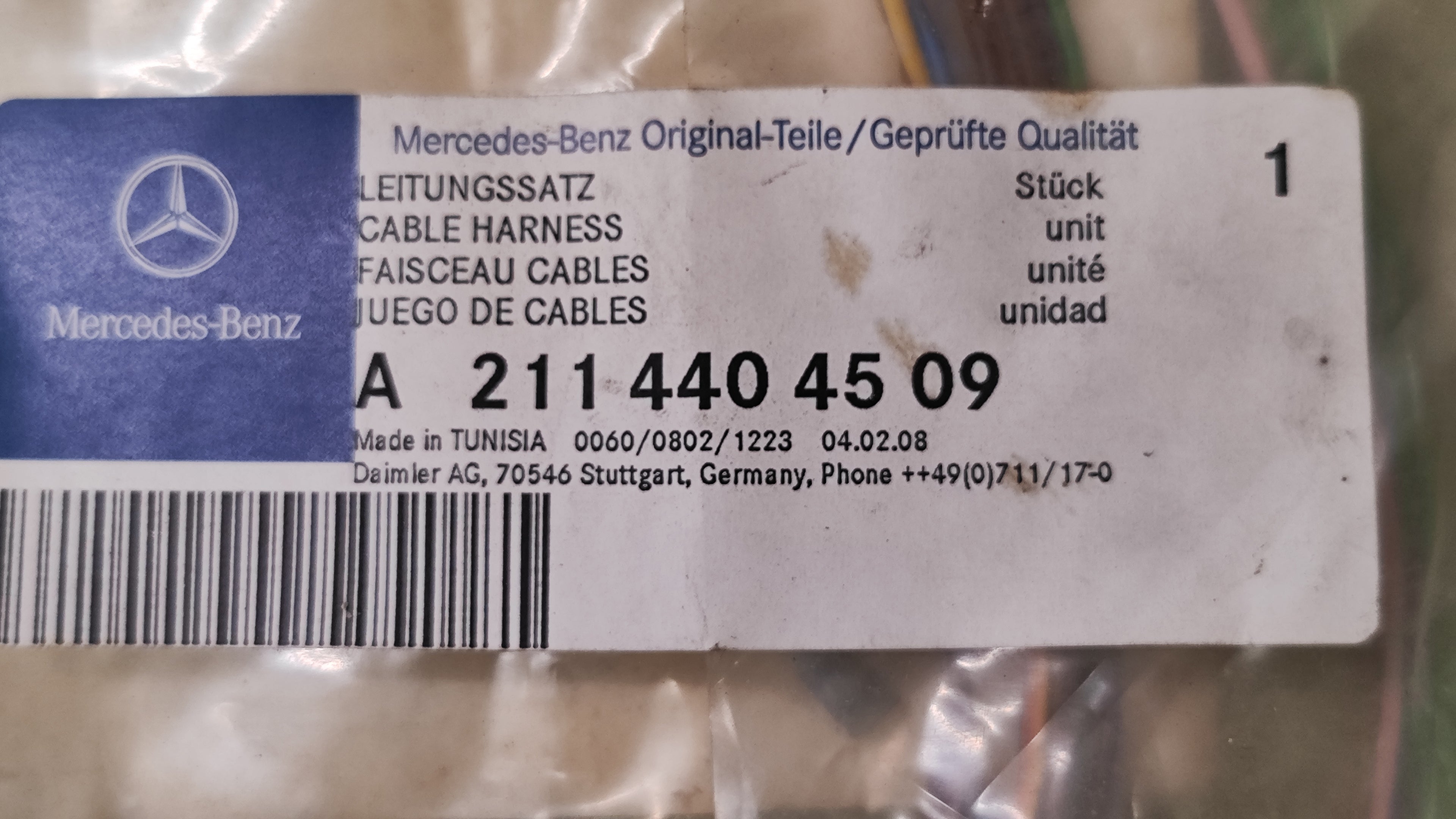 Cablaggio nuovo cavi piantone sterzo Mercedes-Benz classe E W/S211 A2114404509 
