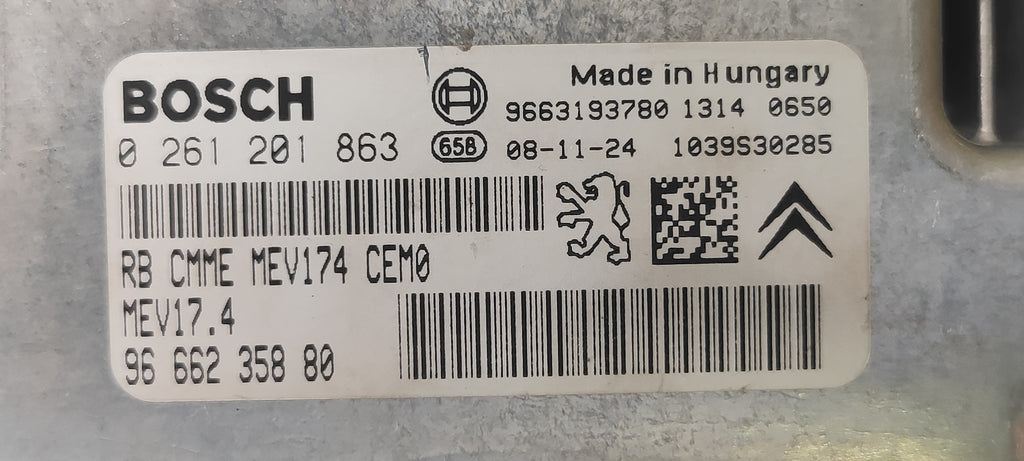 Centralina motore IMMO OFF Peugeot 308 1.6D 0261201863 9666235880 MEV 17.4 