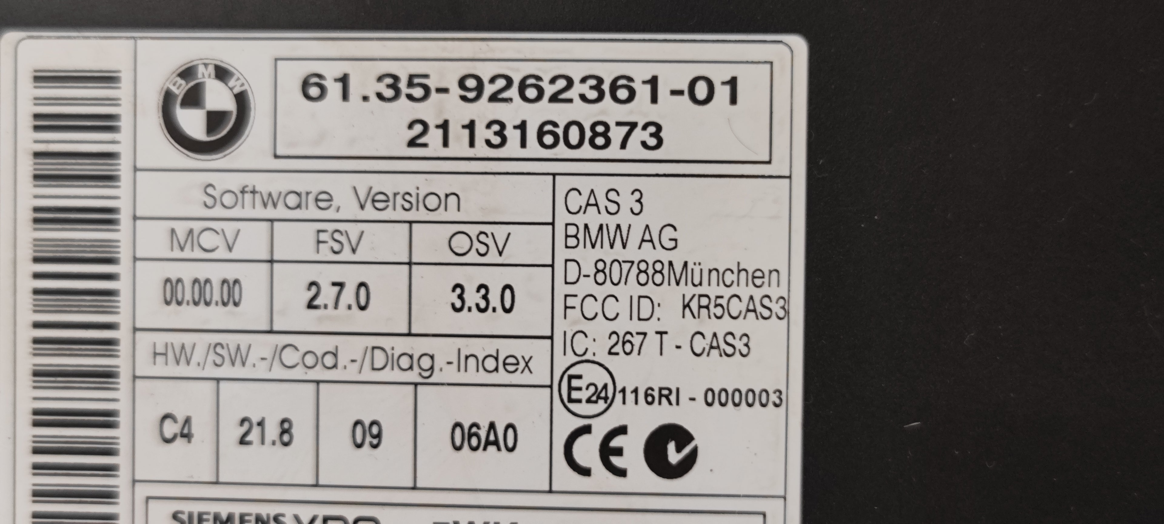 Centralina/modulo CAS per BMW Serie 1 E81 E87 61359292361