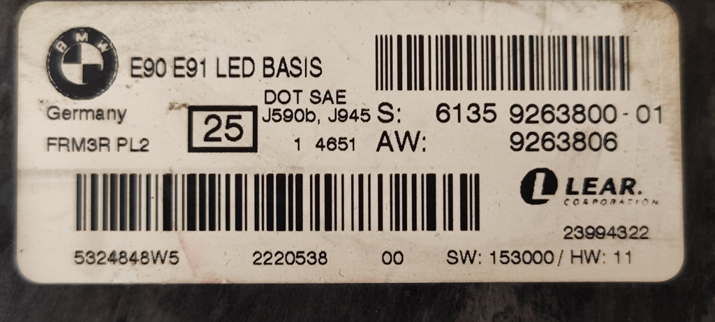 61359263800 MODULO CENTRALINA LUCI VANO PIEDI BMW SERIE 3 E90 E91