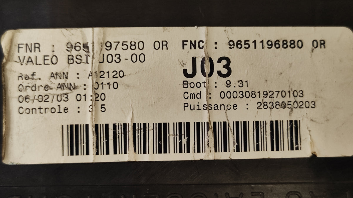 Centralina BSI J03-00  Peugeot 307 9651196880 